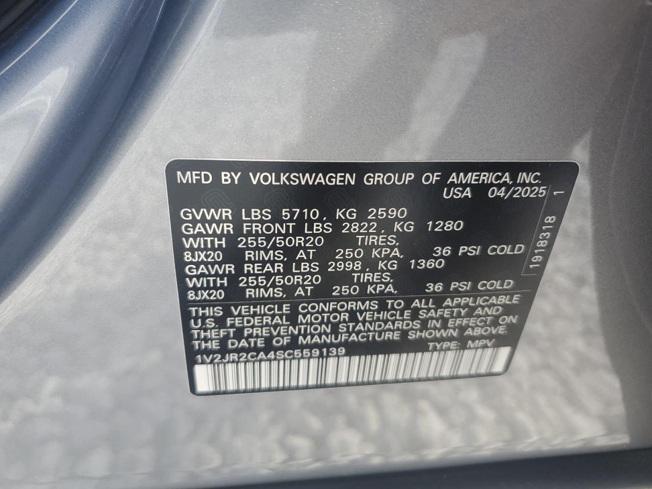 2025 Volkswagen Atlas Se Gray vin: 1V2JR2CA4SC559139