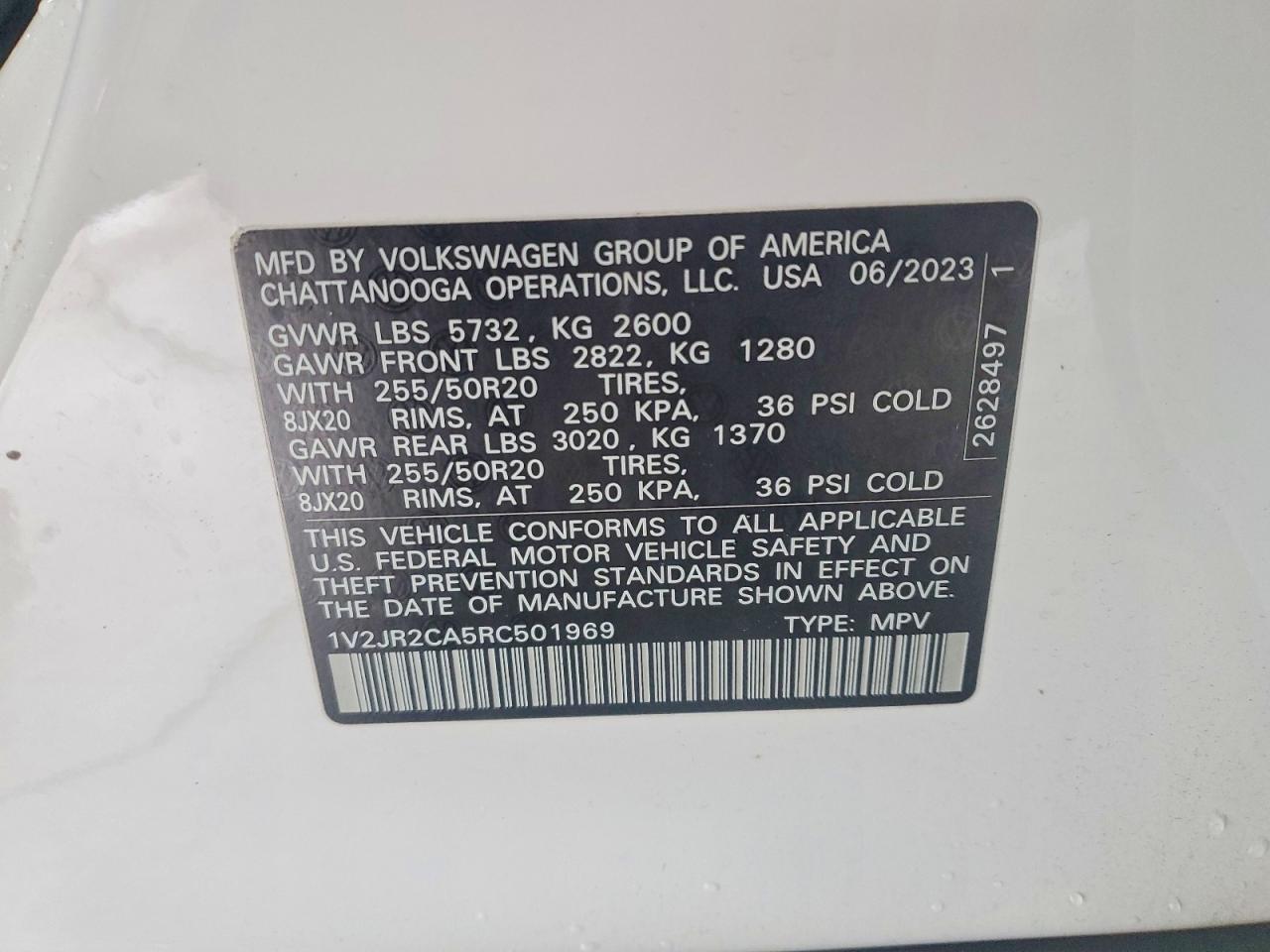2024 Volkswagen Atlas Se White vin: 1V2JR2CA5RC501969