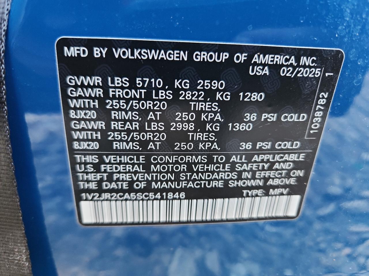 2025 Volkswagen Atlas Se Blue vin: 1V2JR2CA5SC541846