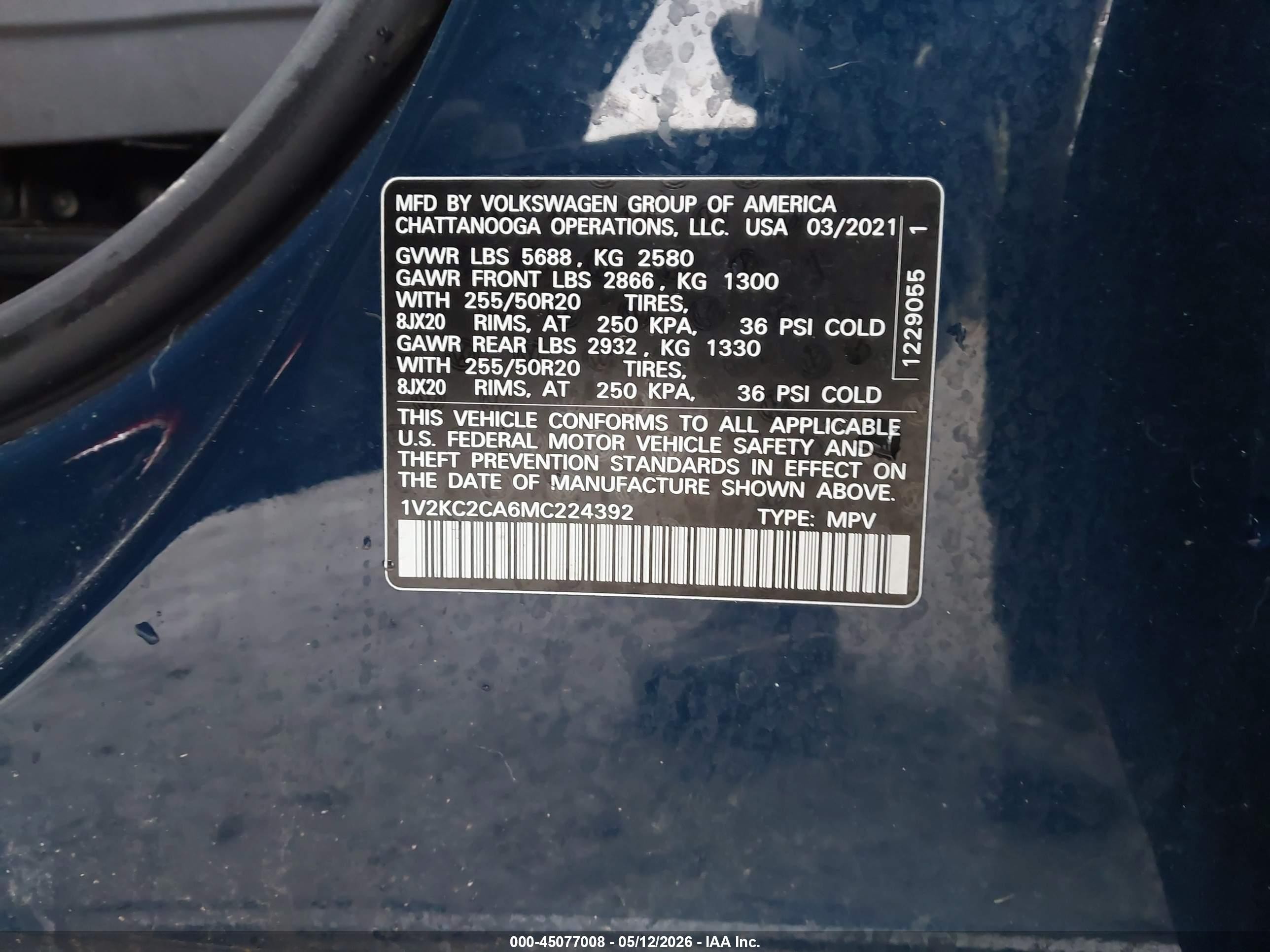 2021 Volkswagen Atlas Cross Sport 2.0t Se W/technology Синий vin: 1V2KC2CA6MC224392