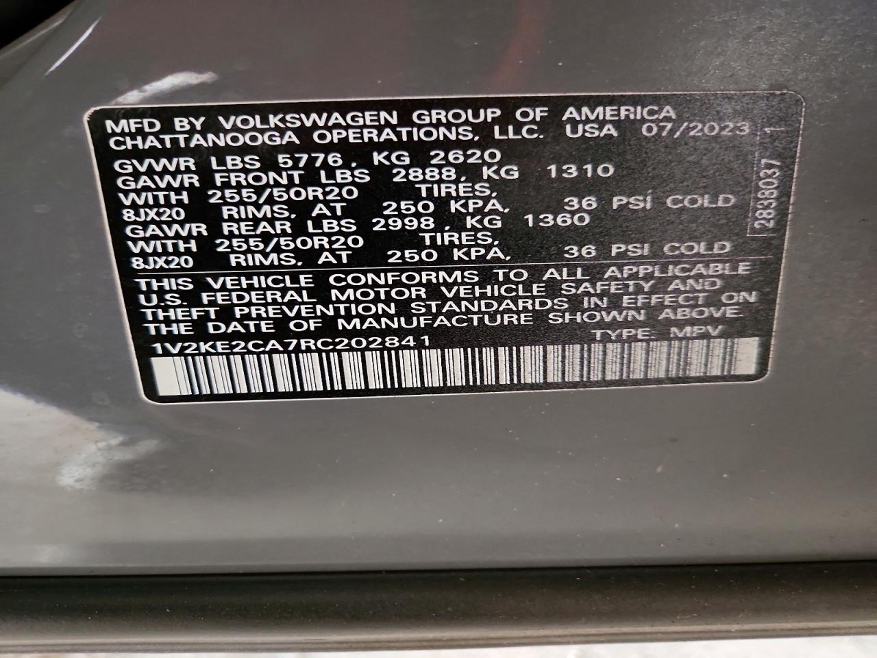 2024 Volkswagen Atlas Cross Sport Se Gray vin: 1V2KE2CA7RC202841