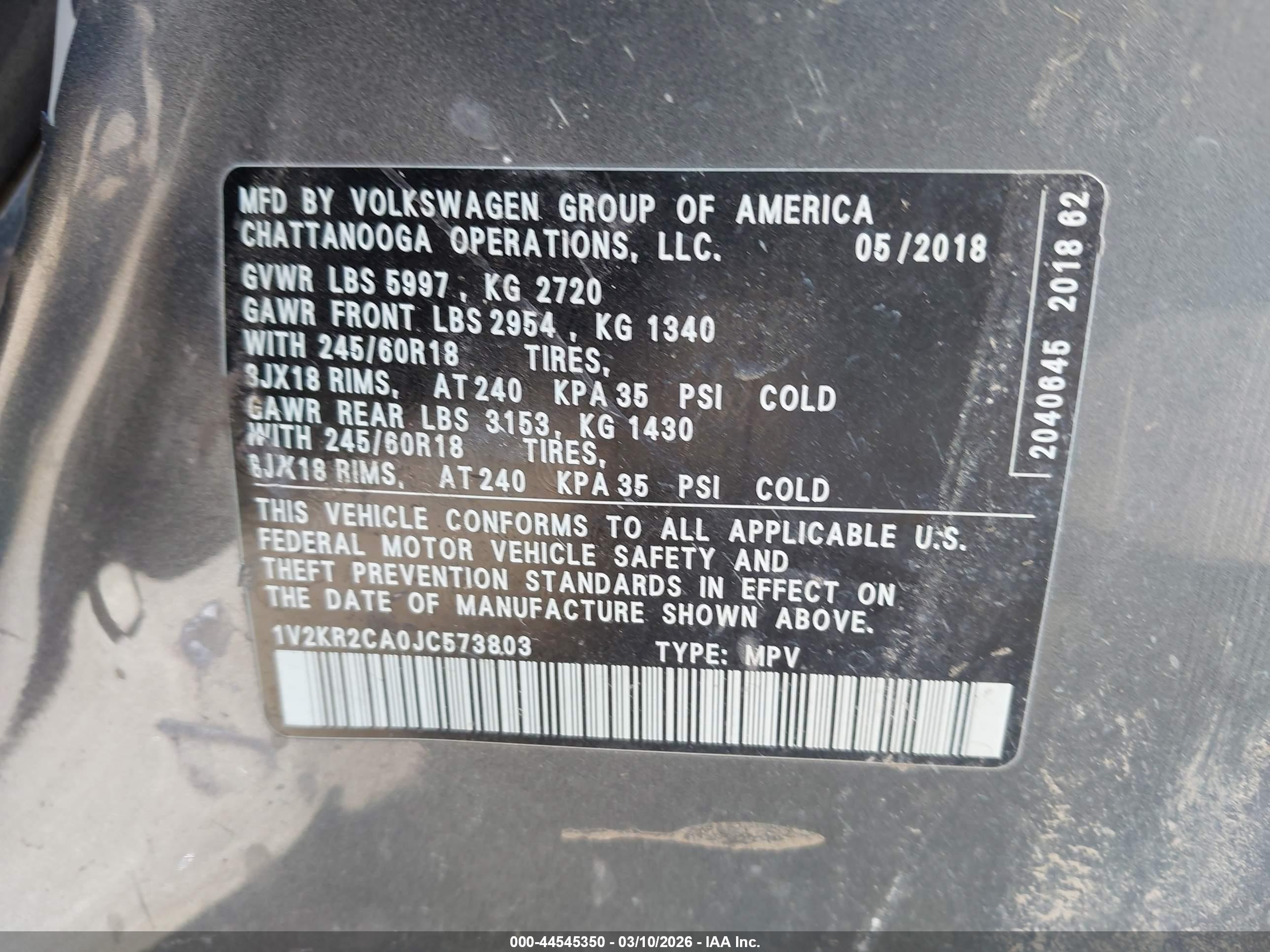 2018 Volkswagen Atlas 3.6l V6 Se Серый vin: 1V2KR2CA0JC573803