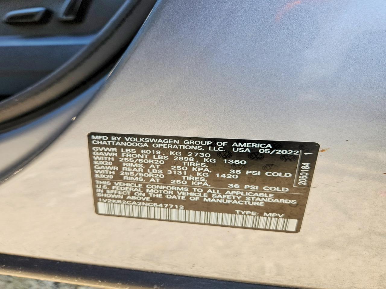2022 Volkswagen Atlas Se Silver vin: 1V2KR2CA2NC547712