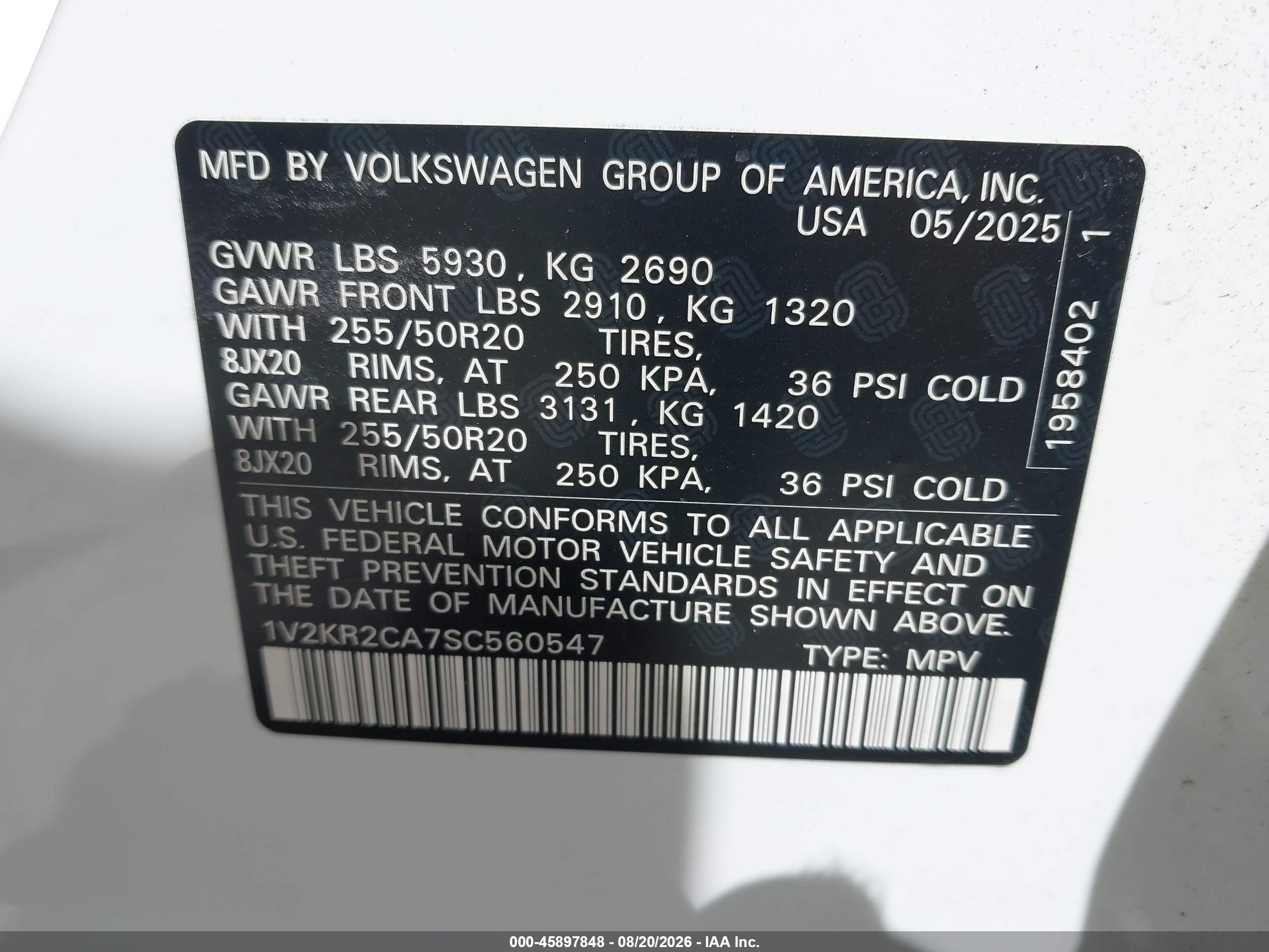 2025 Volkswagen Atlas 2.0t Se W/technology White vin: 1V2KR2CA7SC560547