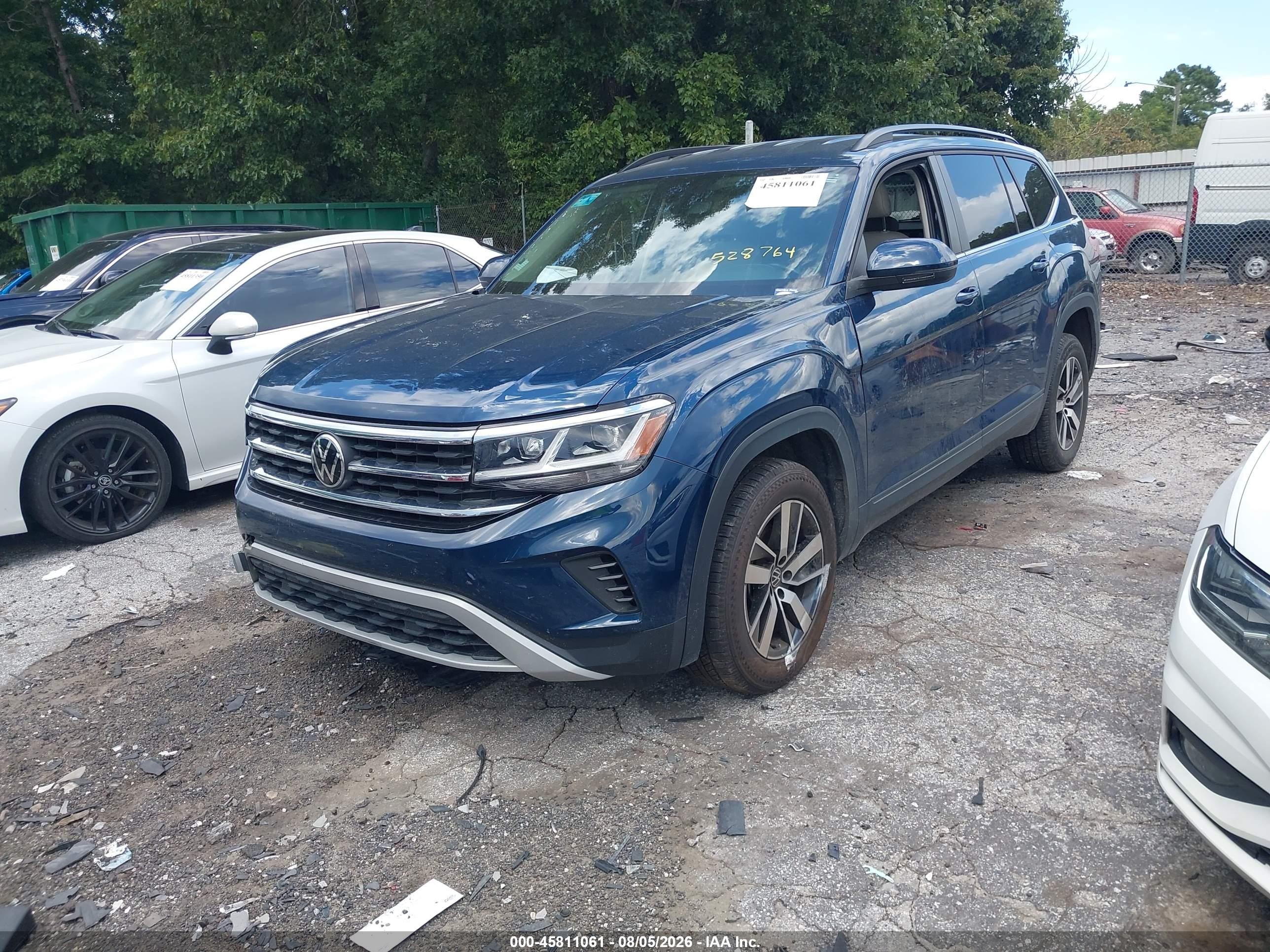 2021 Volkswagen Atlas 2.0t Se Blue vin: 1V2LP2CA2MC528764