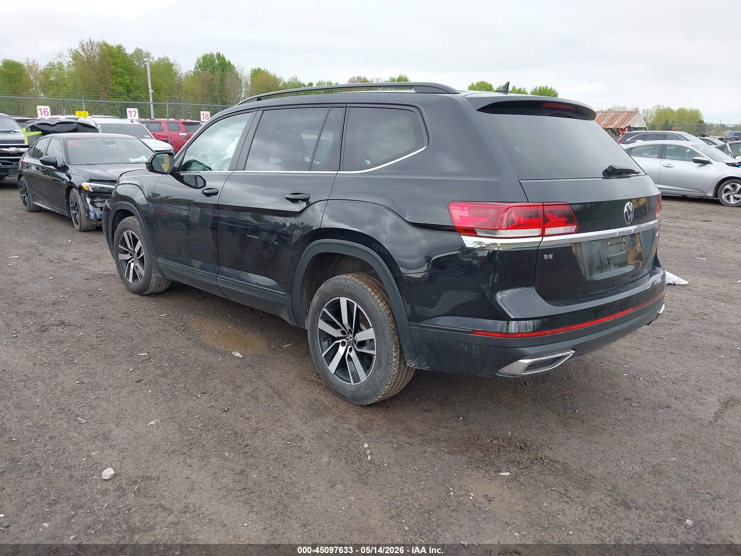 2022 Volkswagen Atlas 2.0t Se Black vin: 1V2LP2CA9NC509288