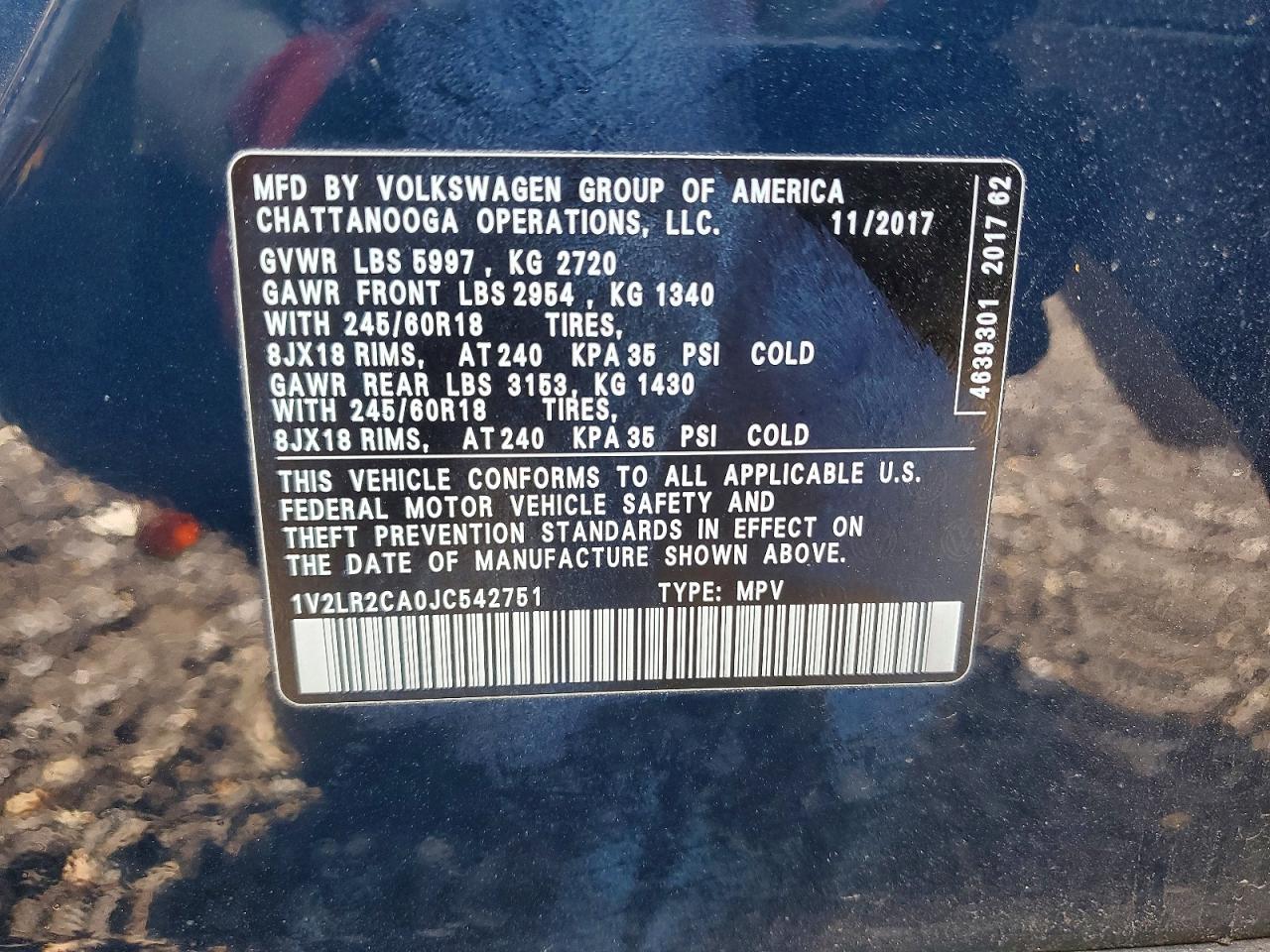 2018 Volkswagen Atlas Se Blue vin: 1V2LR2CA0JC542751