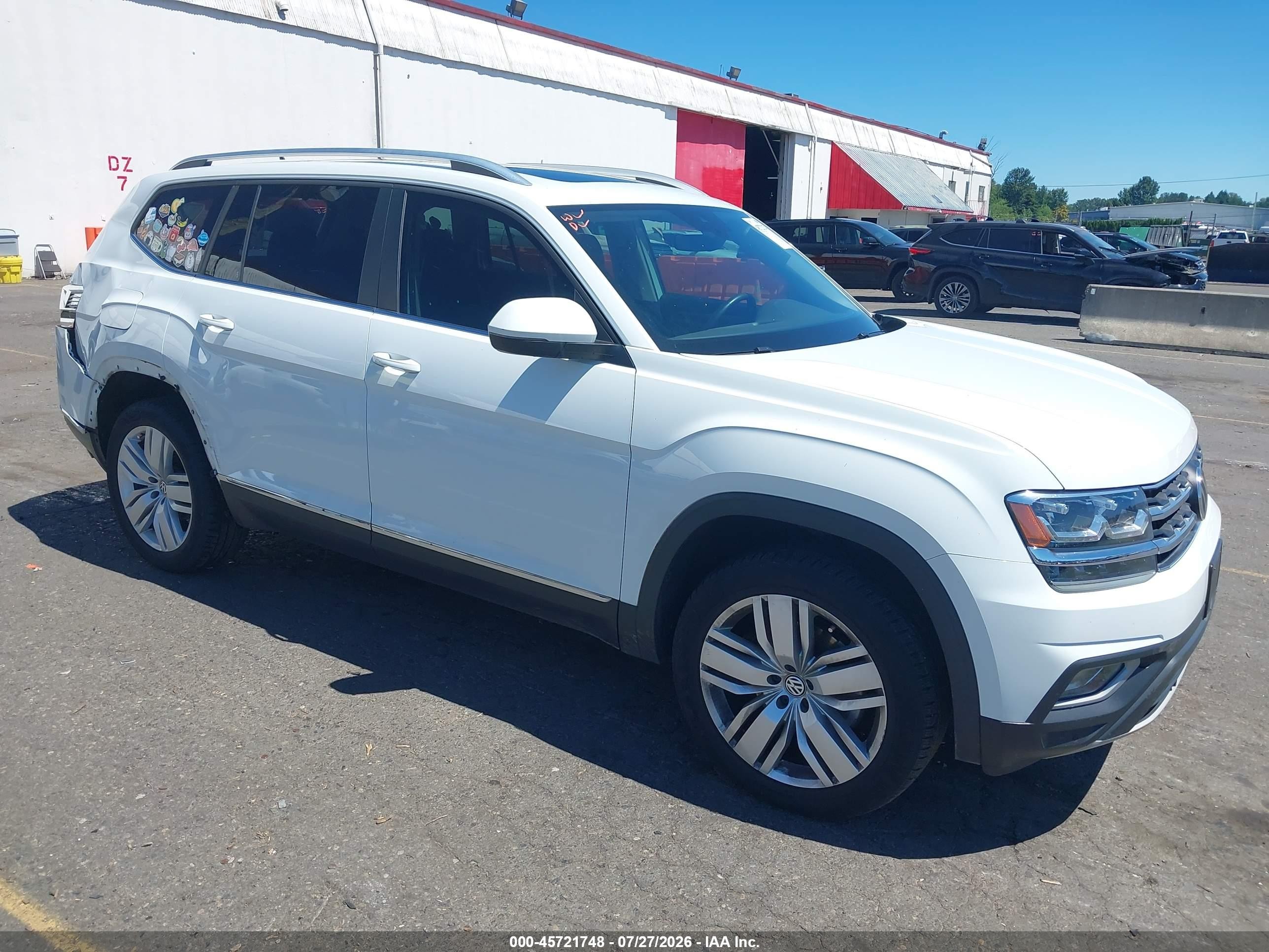 2019 Volkswagen Atlas 3.6l V6 Sel White vin: 1V2MR2CA0KC604476
