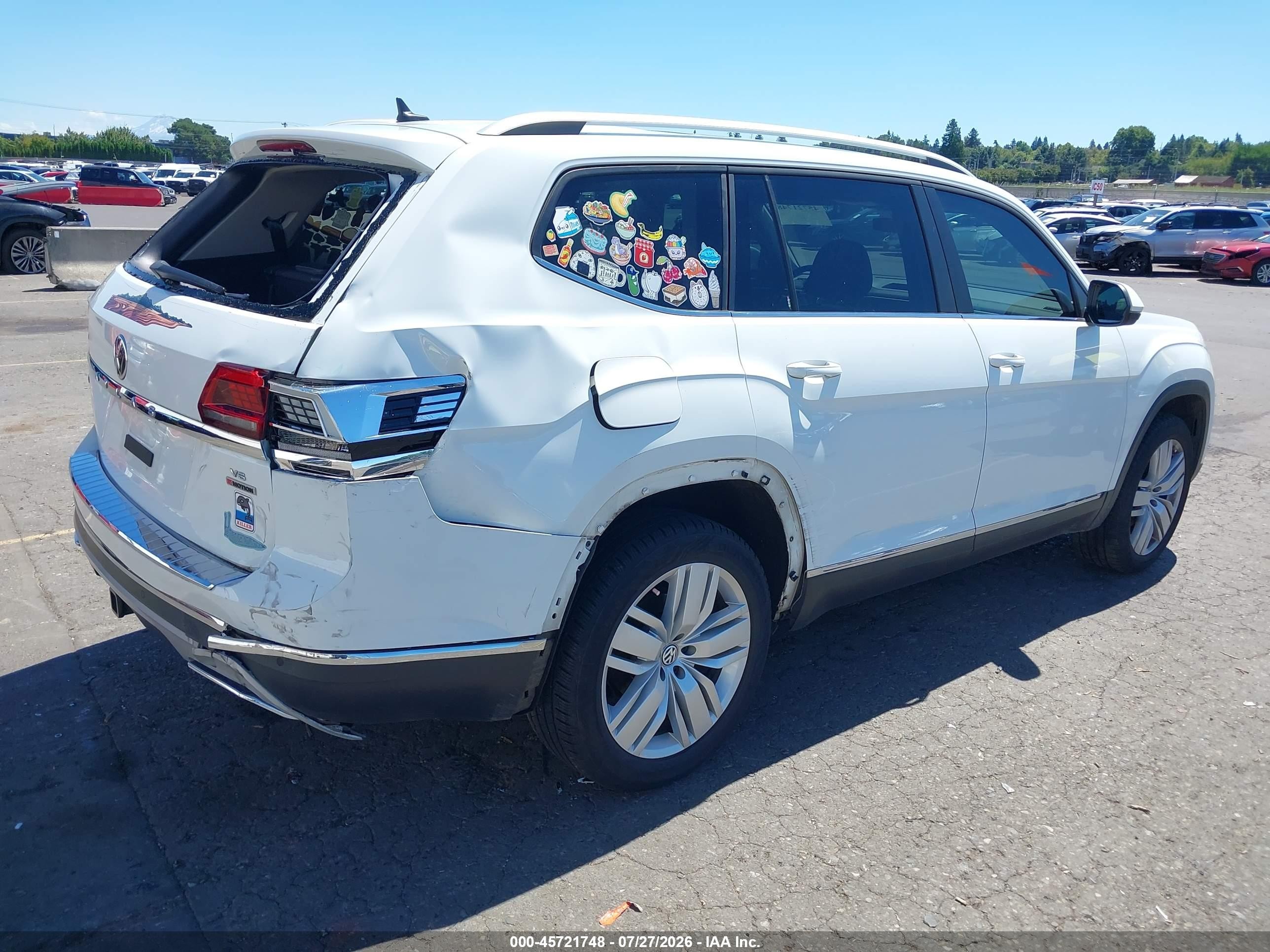 2019 Volkswagen Atlas 3.6l V6 Sel White vin: 1V2MR2CA0KC604476