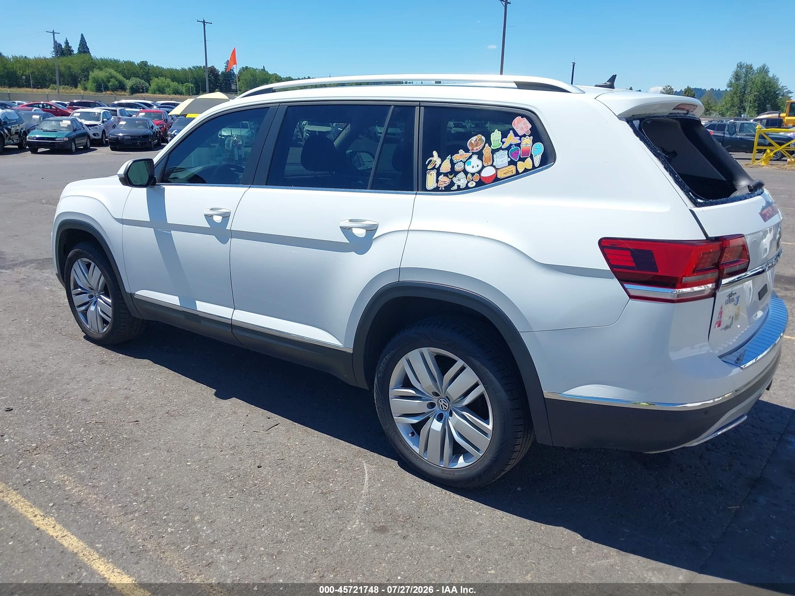 2019 Volkswagen Atlas 3.6l V6 Sel White vin: 1V2MR2CA0KC604476