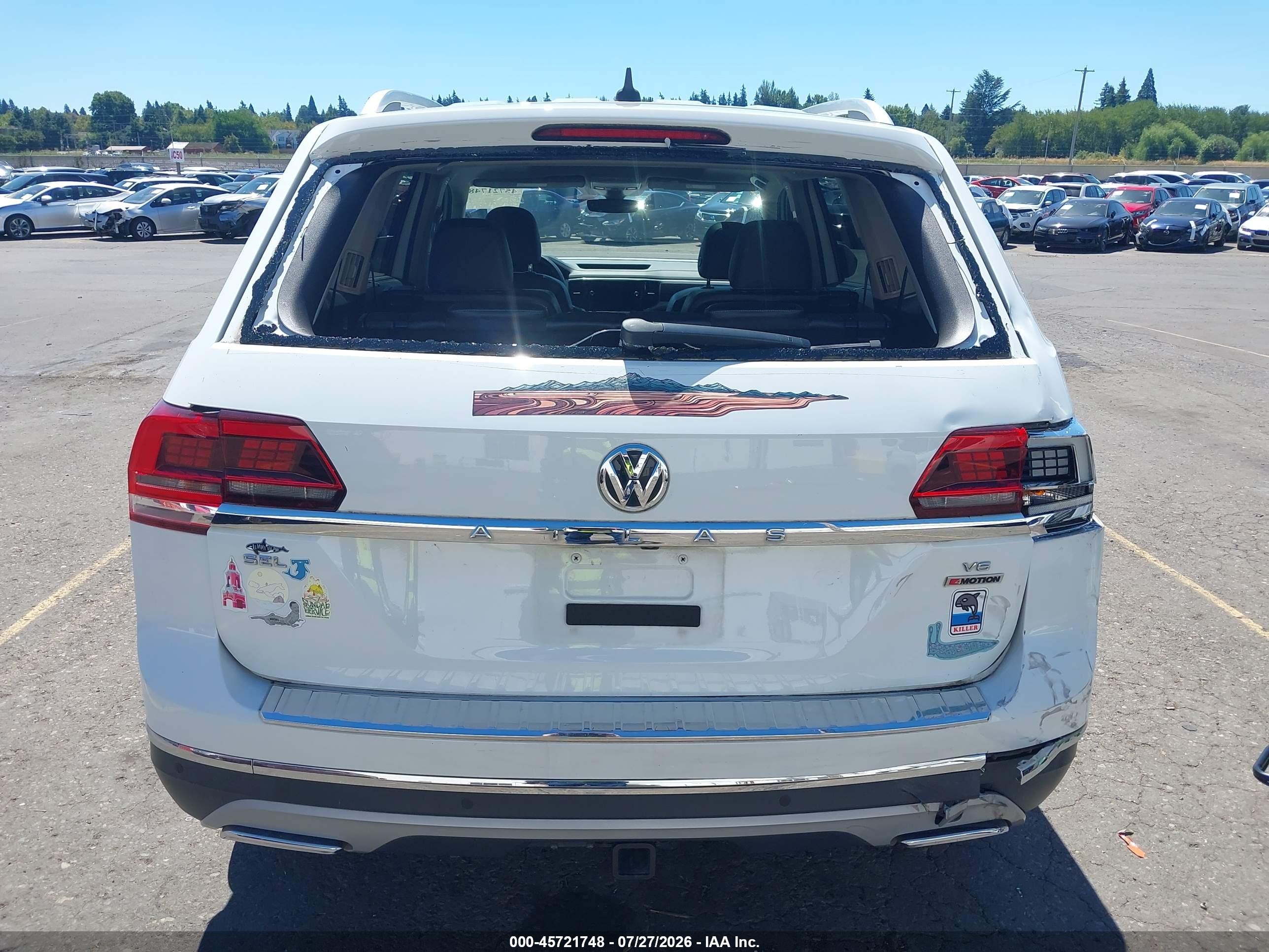 2019 Volkswagen Atlas 3.6l V6 Sel White vin: 1V2MR2CA0KC604476