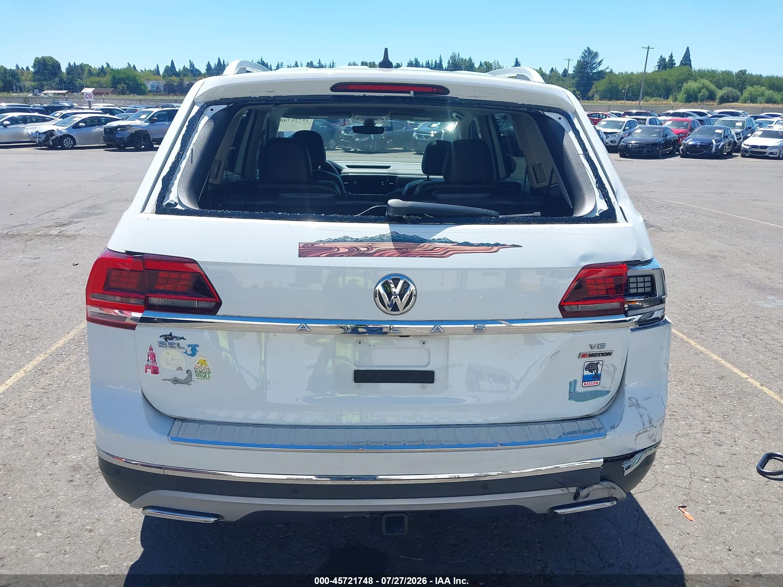 2019 Volkswagen Atlas 3.6l V6 Sel White vin: 1V2MR2CA0KC604476