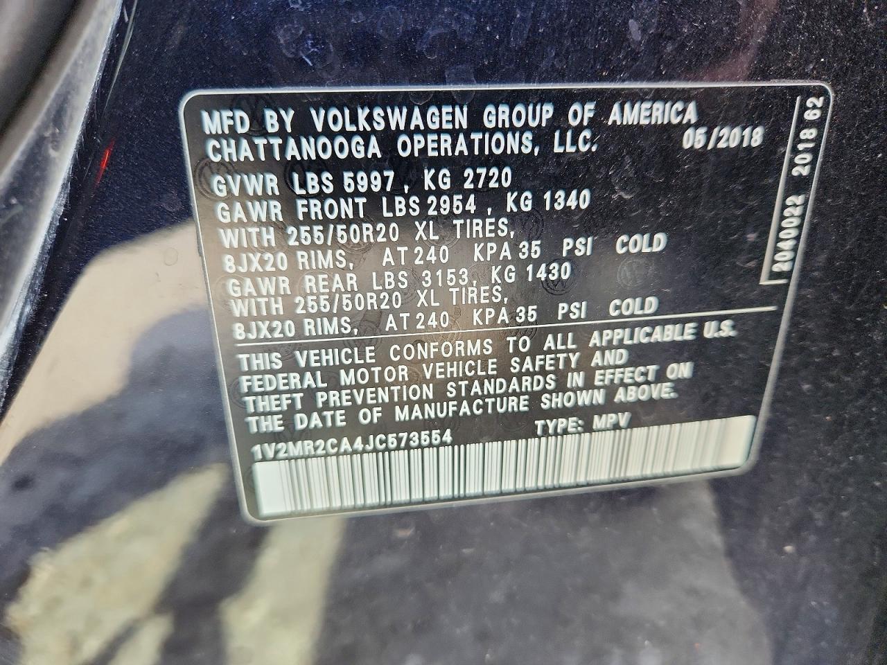 2018 Volkswagen Atlas Sel Black vin: 1V2MR2CA4JC573554
