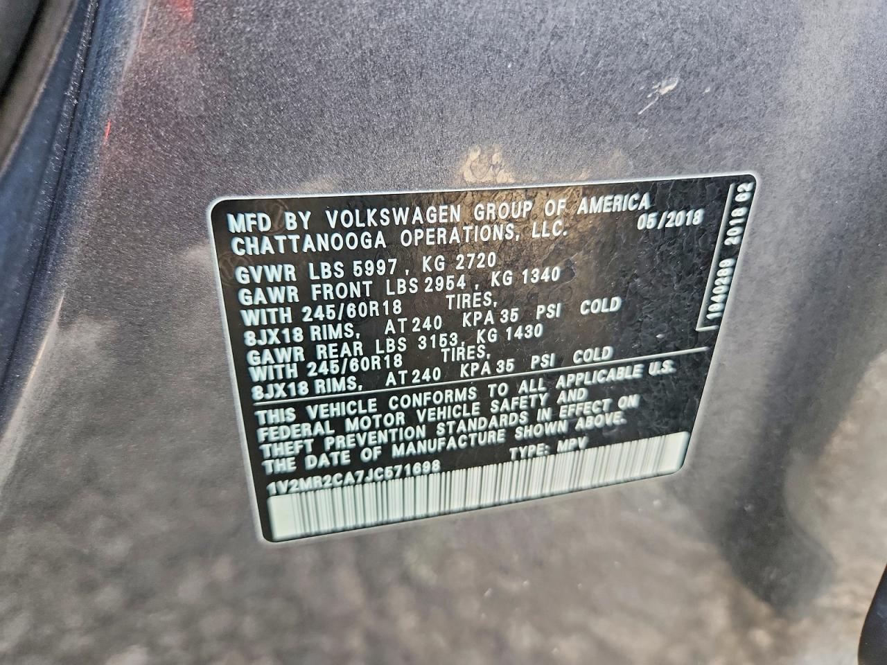 2018 Volkswagen Atlas Sel Серый vin: 1V2MR2CA7JC571698