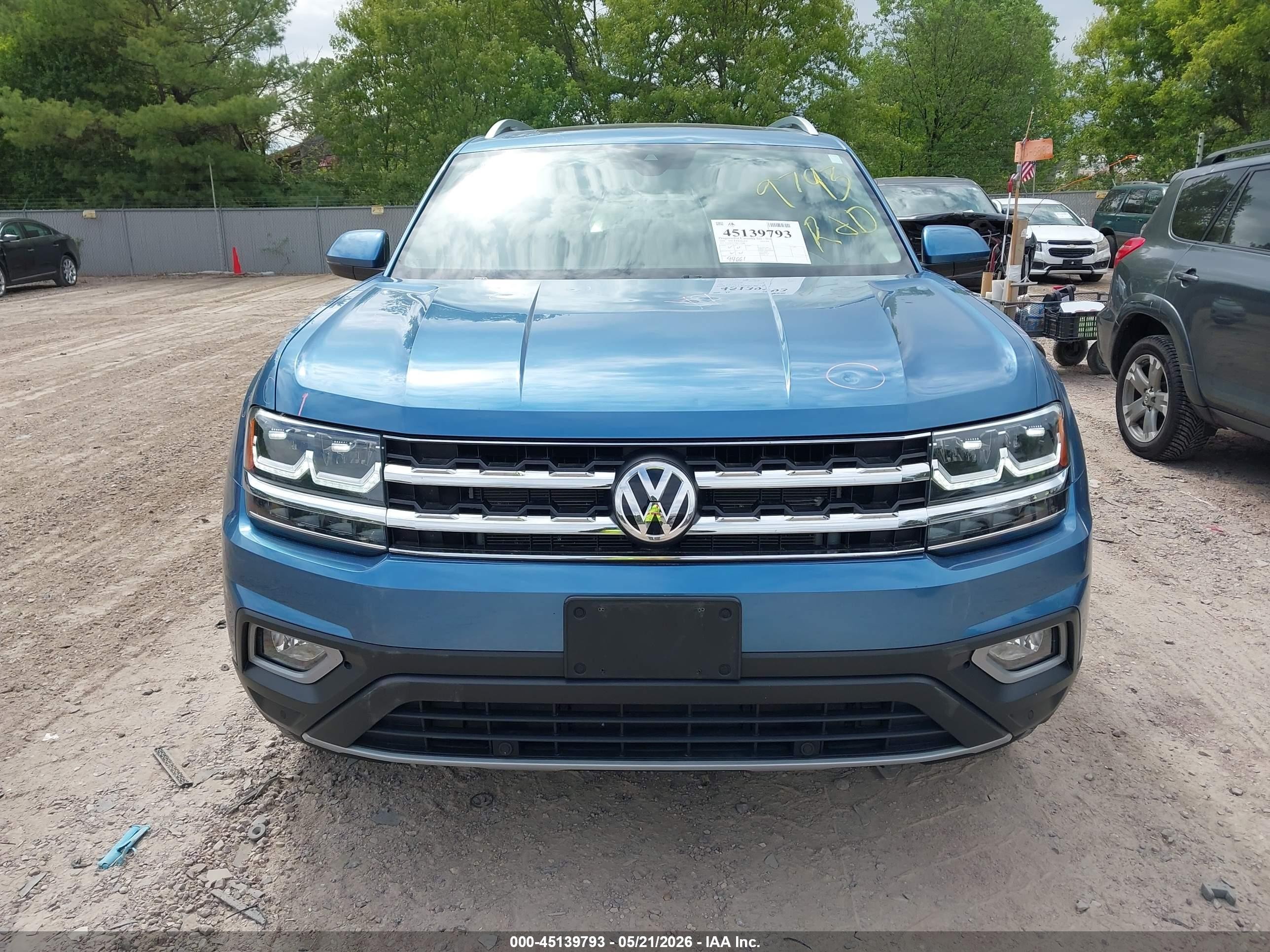 2019 Volkswagen Atlas 3.6l V6 Sel Синий vin: 1V2MR2CA9KC537988