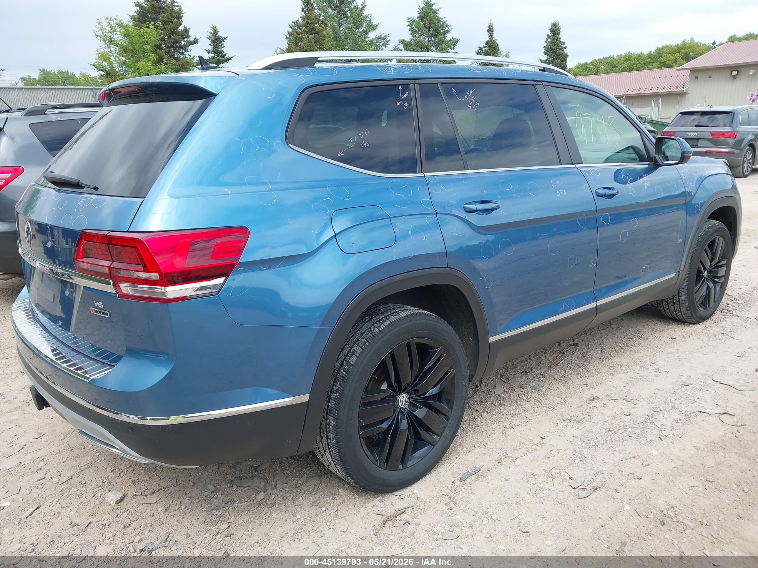 2019 Volkswagen Atlas 3.6l V6 Sel Синий vin: 1V2MR2CA9KC537988