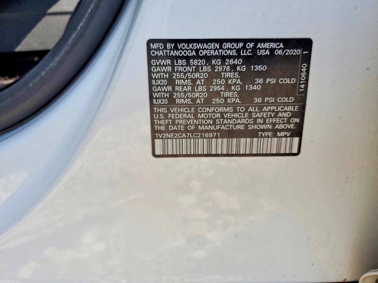 2020 Volkswagen Atlas Cross Sport Sel Premium White vin: 1V2NE2CA7LC216971