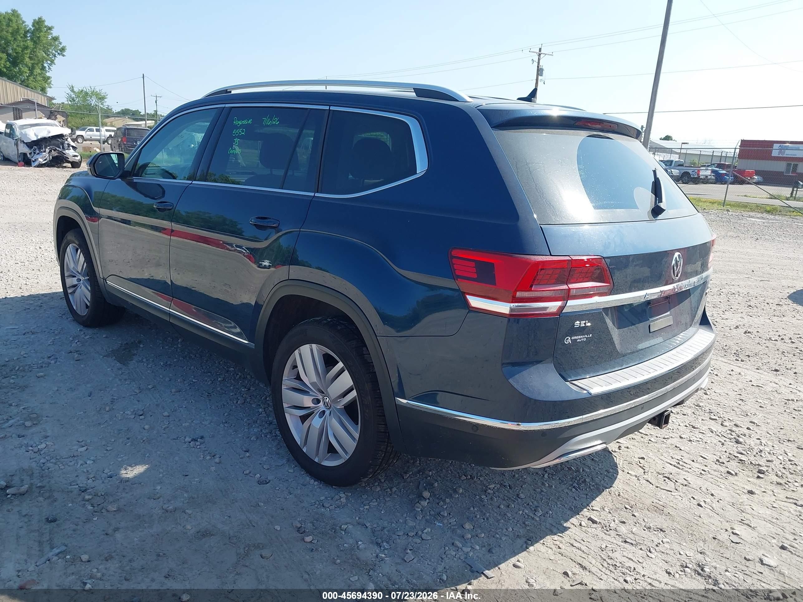 2019 Volkswagen Atlas 3.6l V6 Sel Premium Turquoise vin: 1V2NR2CA4KC610799