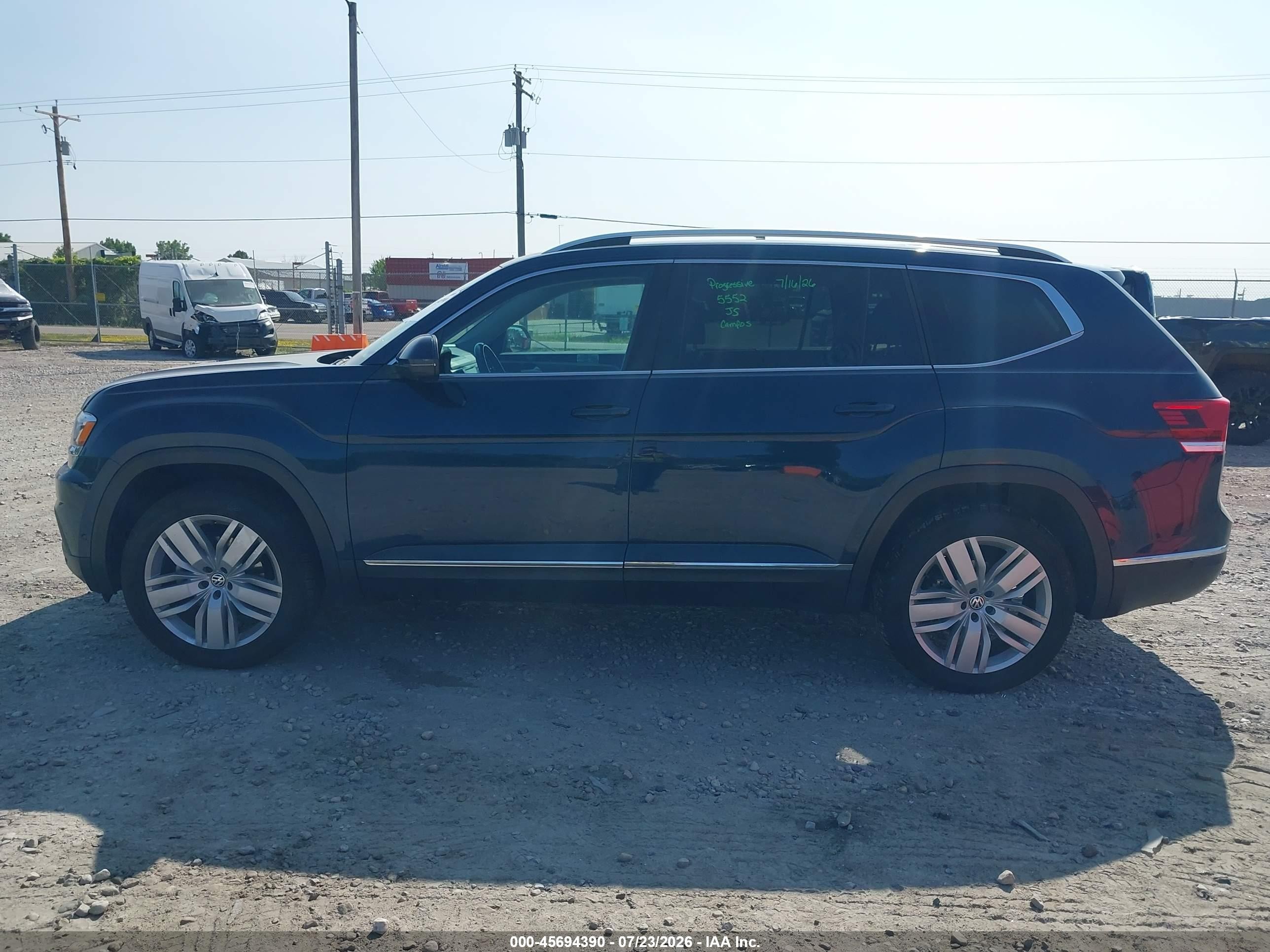 2019 Volkswagen Atlas 3.6l V6 Sel Premium Turquoise vin: 1V2NR2CA4KC610799