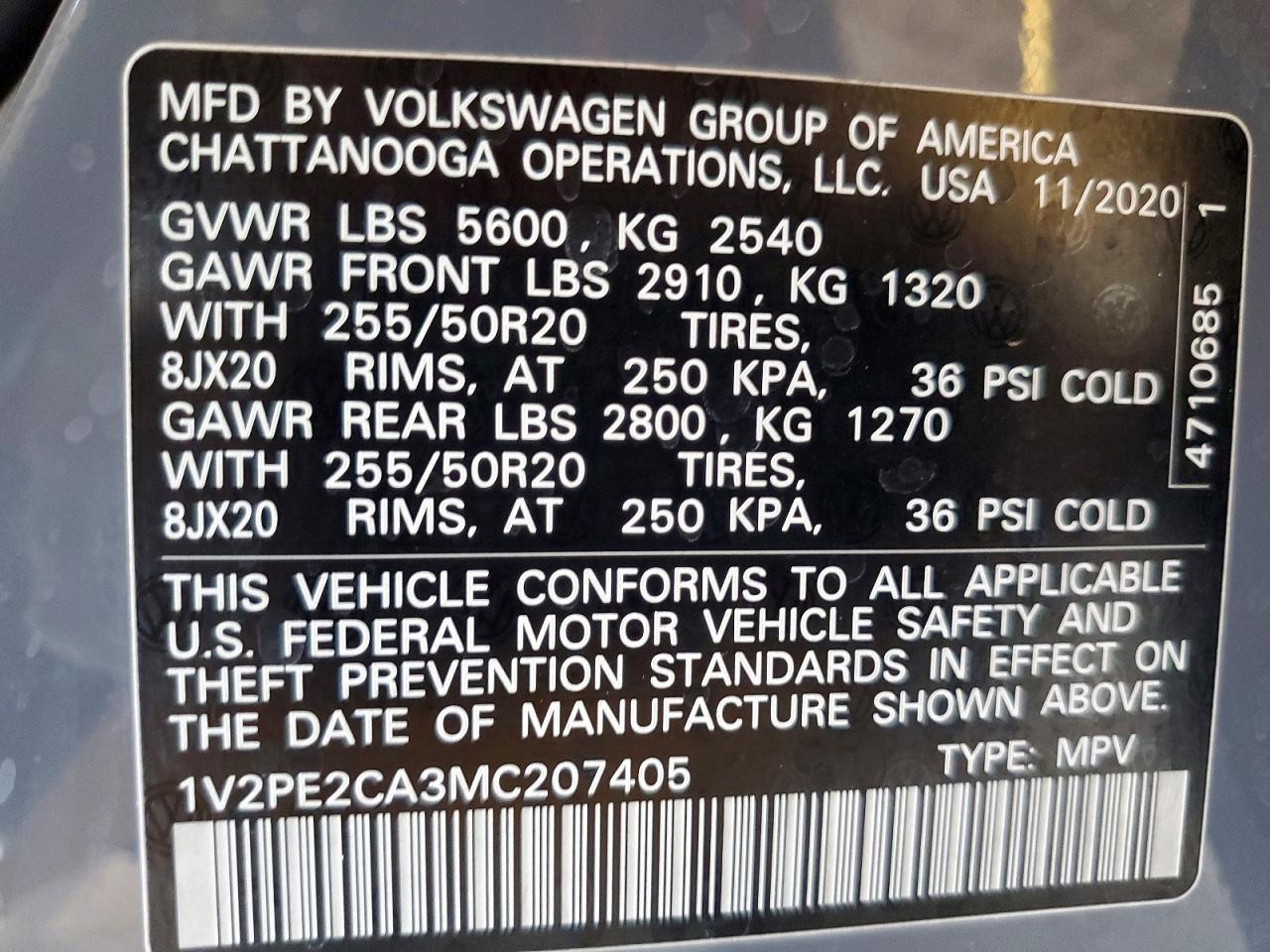 2021 Volkswagen Atlas Cross Sport Se Blue vin: 1V2PE2CA3MC207405