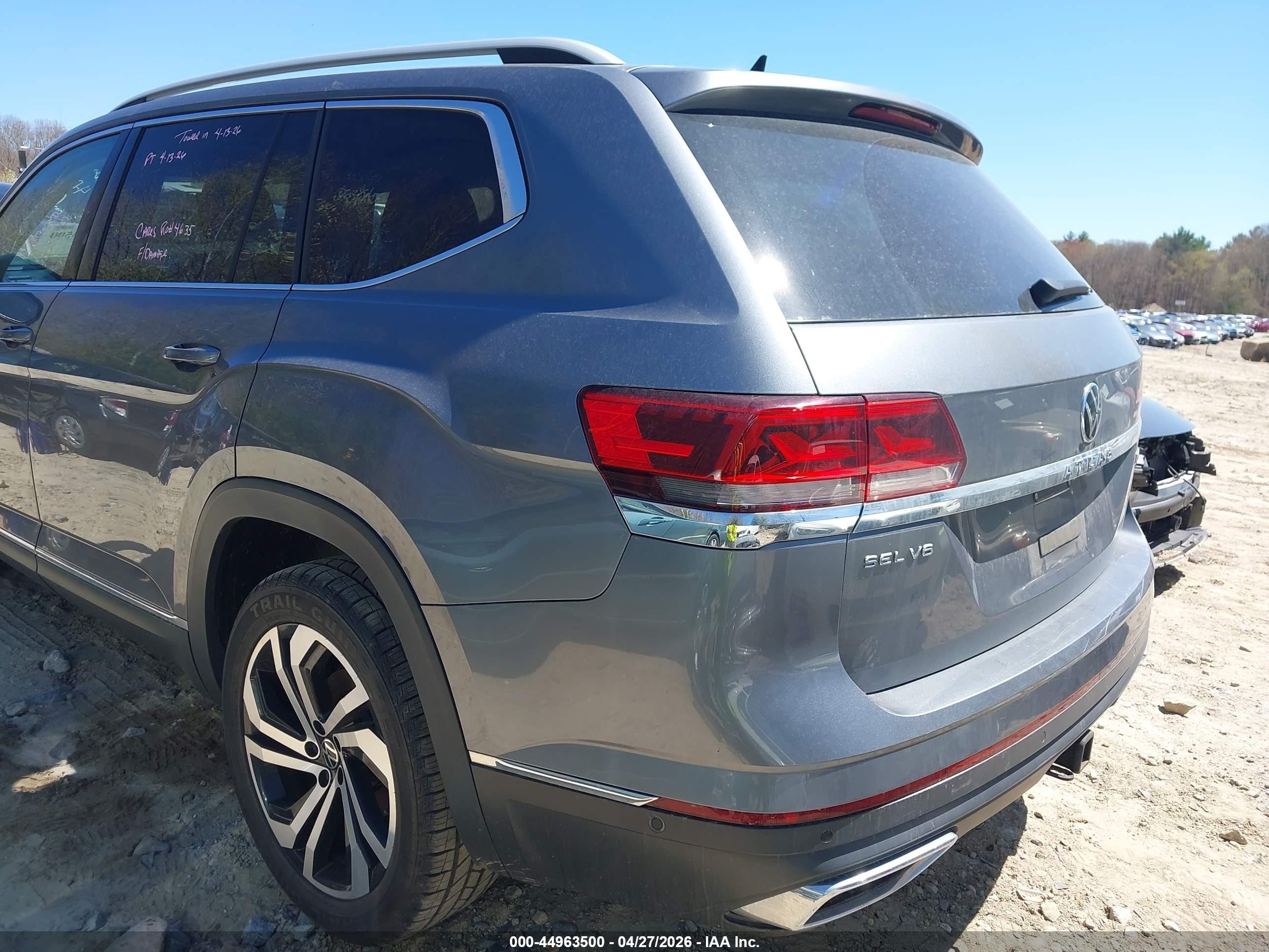 2021 Volkswagen Atlas 3.6l V6 Sel Premium Серый vin: 1V2TR2CA4MC571934