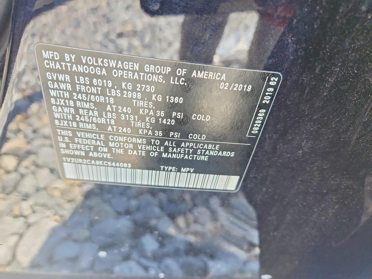 2019 Volkswagen Atlas Se Black vin: 1V2UR2CA9KC544083