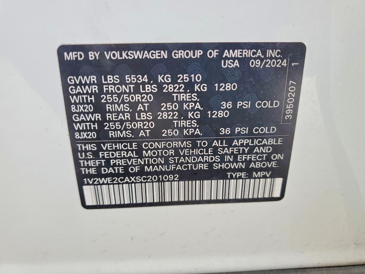 2025 Volkswagen Atlas Cross Sport Se Белый vin: 1V2WE2CAXSC201092