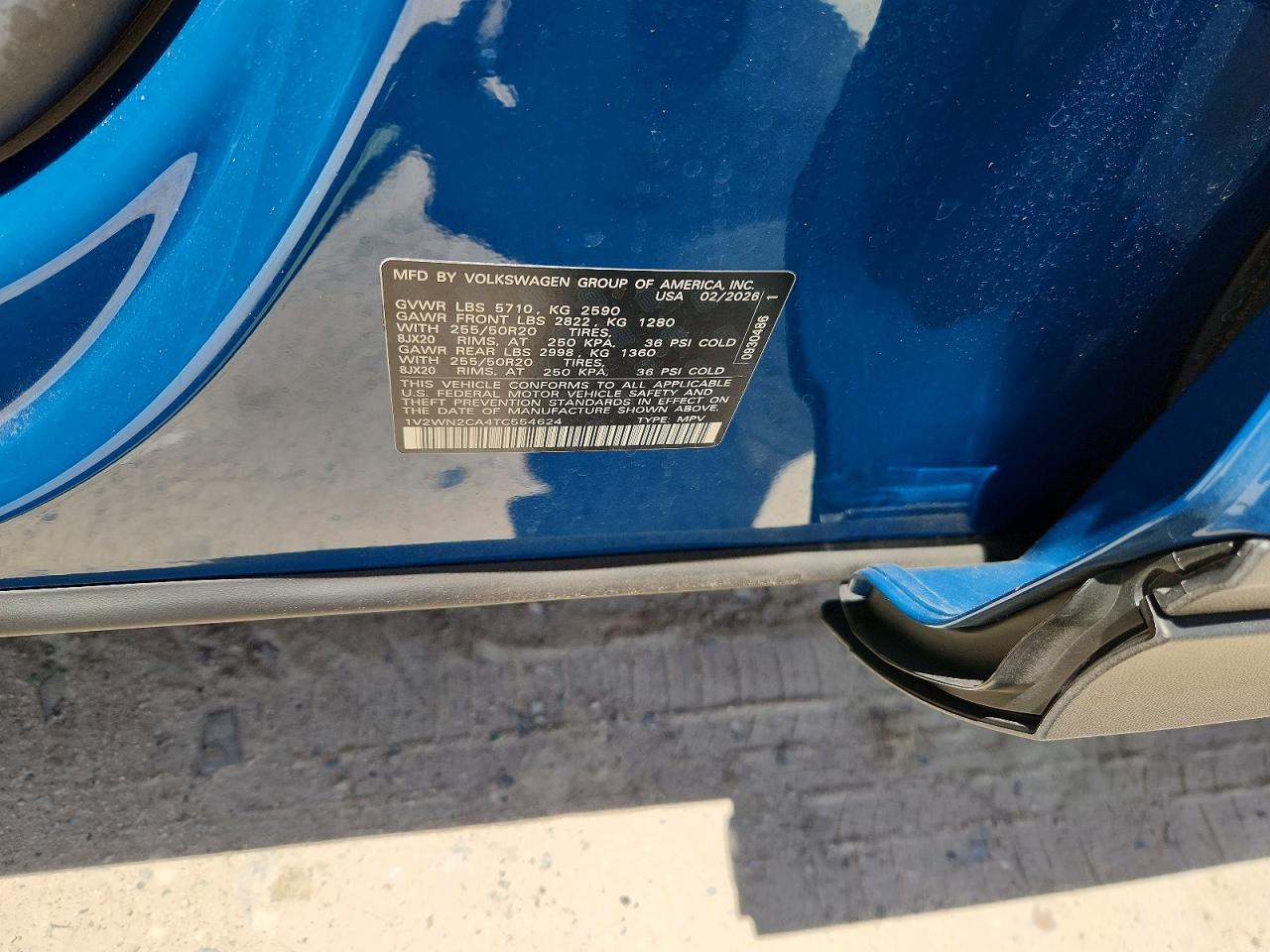 2026 Volkswagen Atlas Se Blue vin: 1V2WN2CA4TC554624
