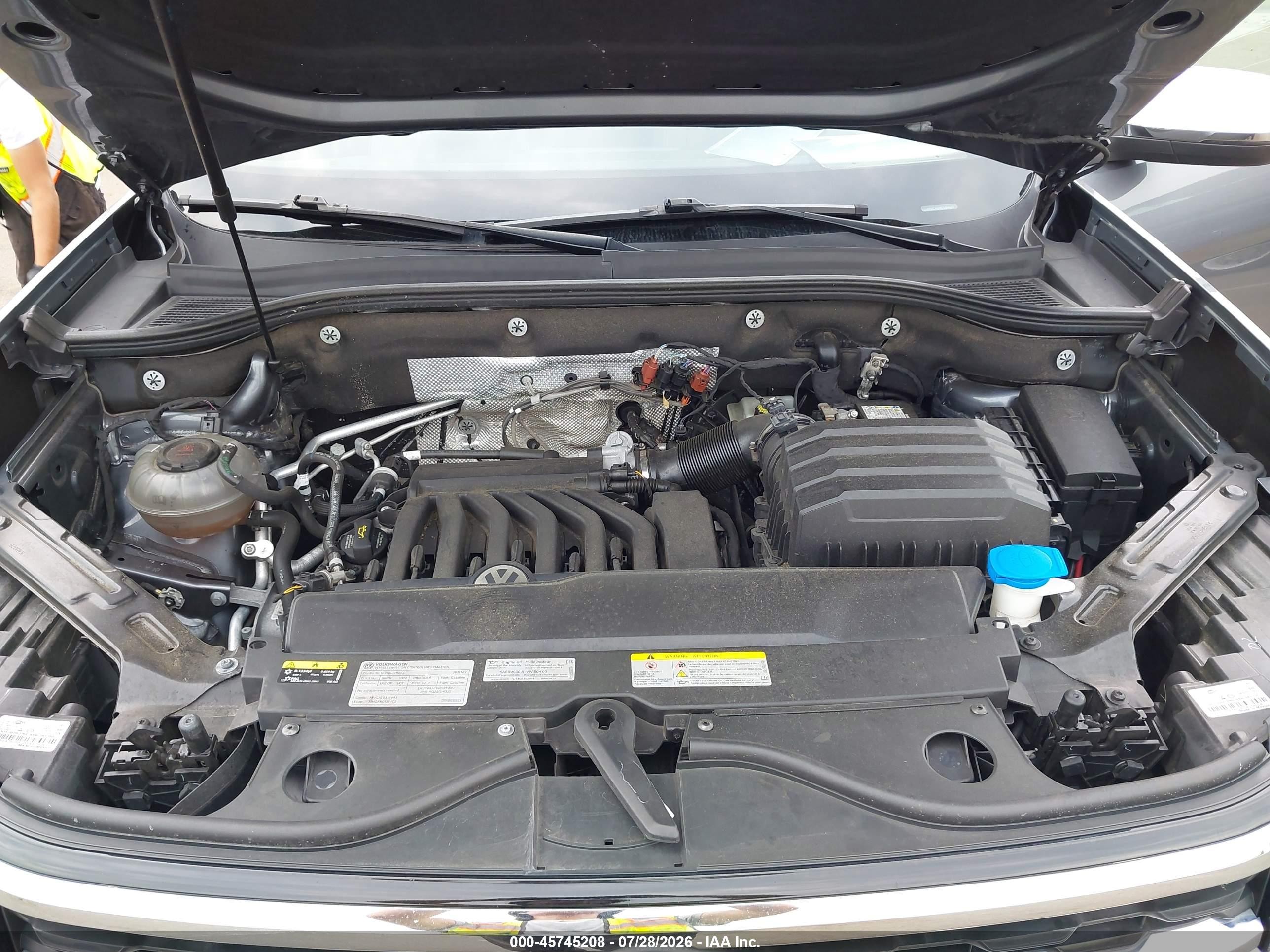 2021 Volkswagen Atlas 3.6l V6 Se W/technology Серый vin: 1V2WR2CA0MC584029