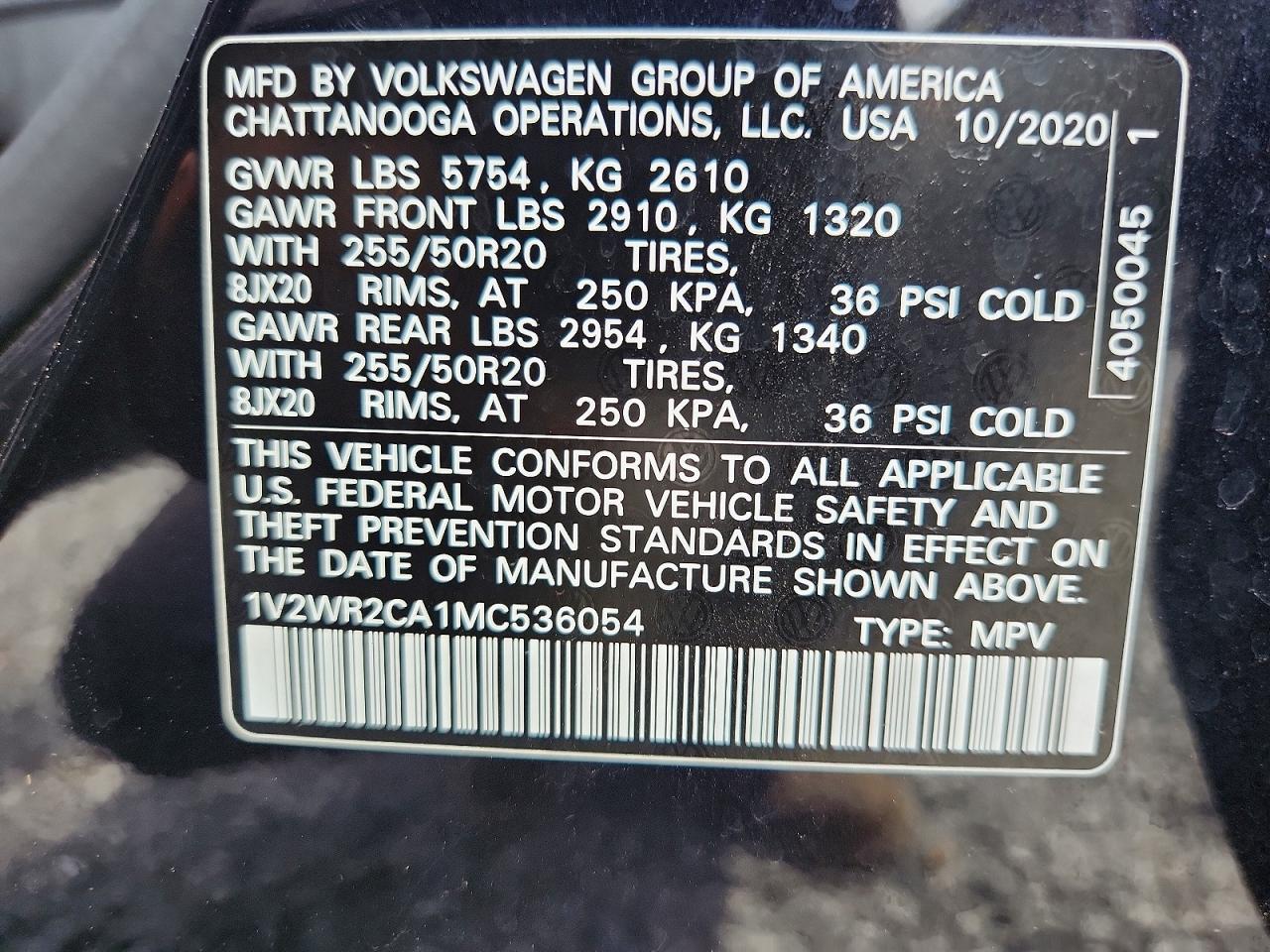 2021 Volkswagen Atlas Se Black vin: 1V2WR2CA1MC536054