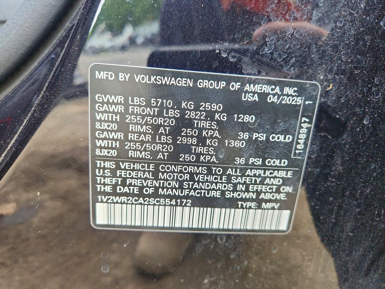 2025 Volkswagen Atlas Se Black vin: 1V2WR2CA2SC554172