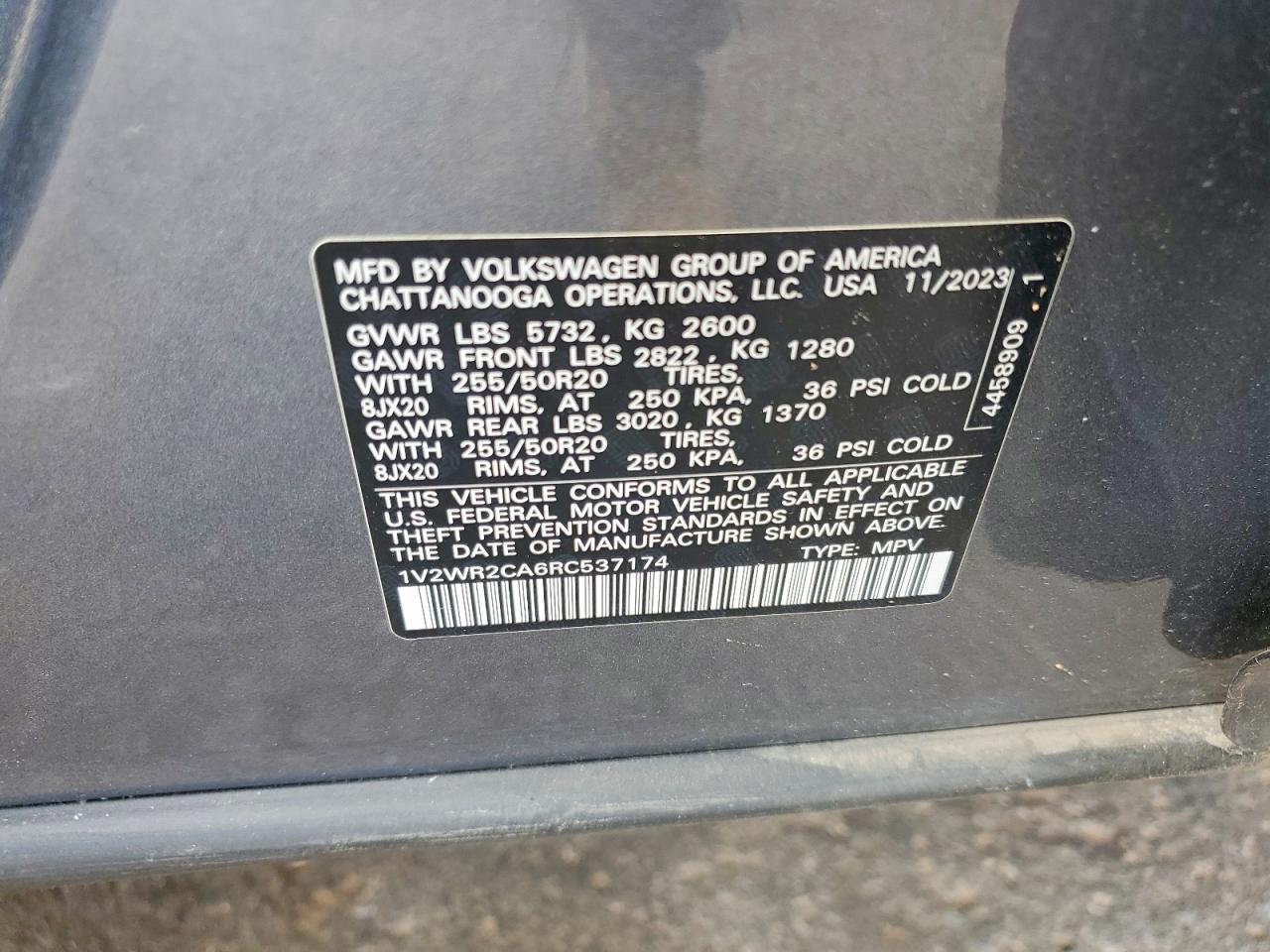 2024 Volkswagen Atlas Se Gray vin: 1V2WR2CA6RC537174