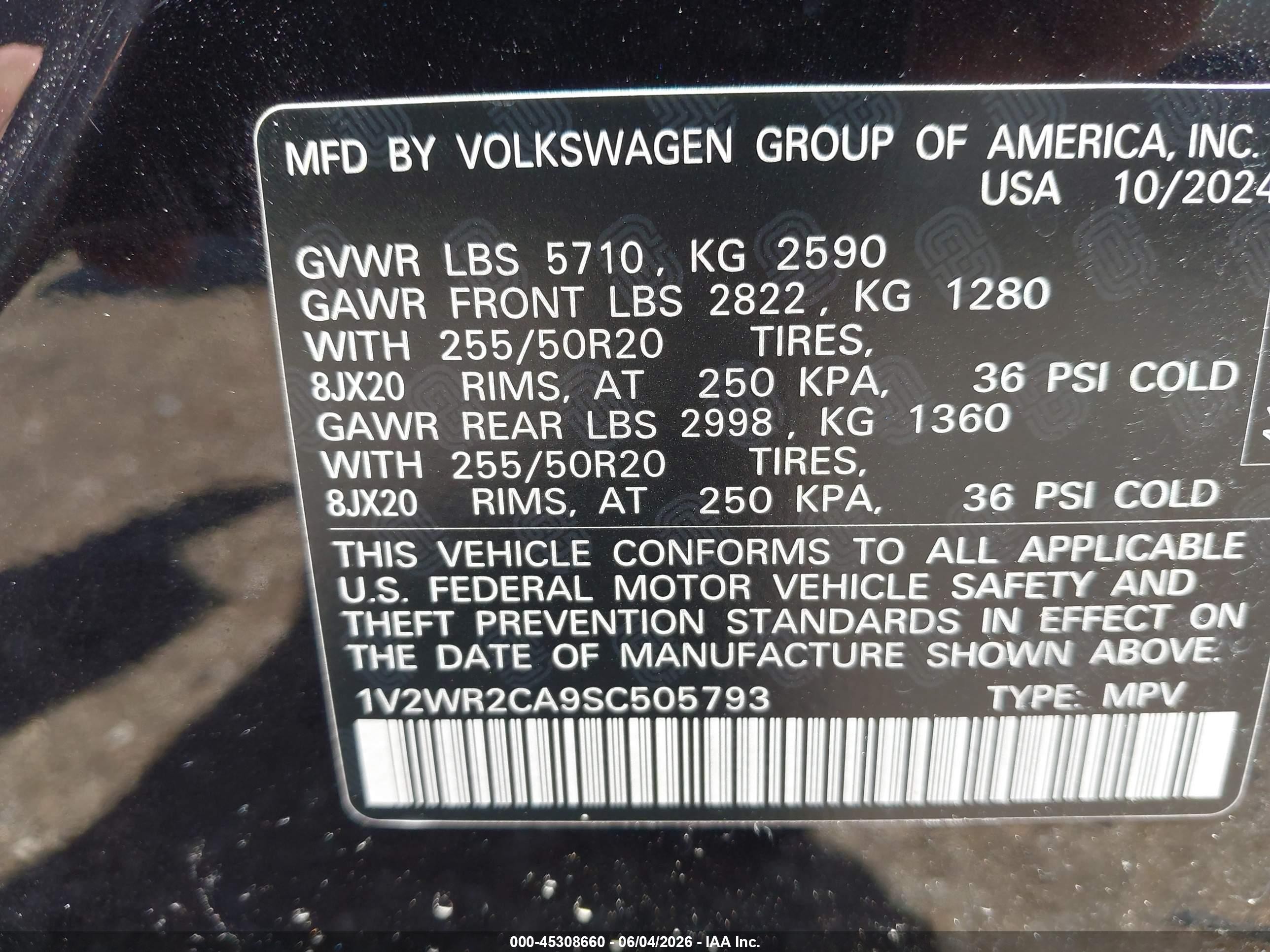 2025 Volkswagen Atlas 2.0t Se W/technology Черный vin: 1V2WR2CA9SC505793
