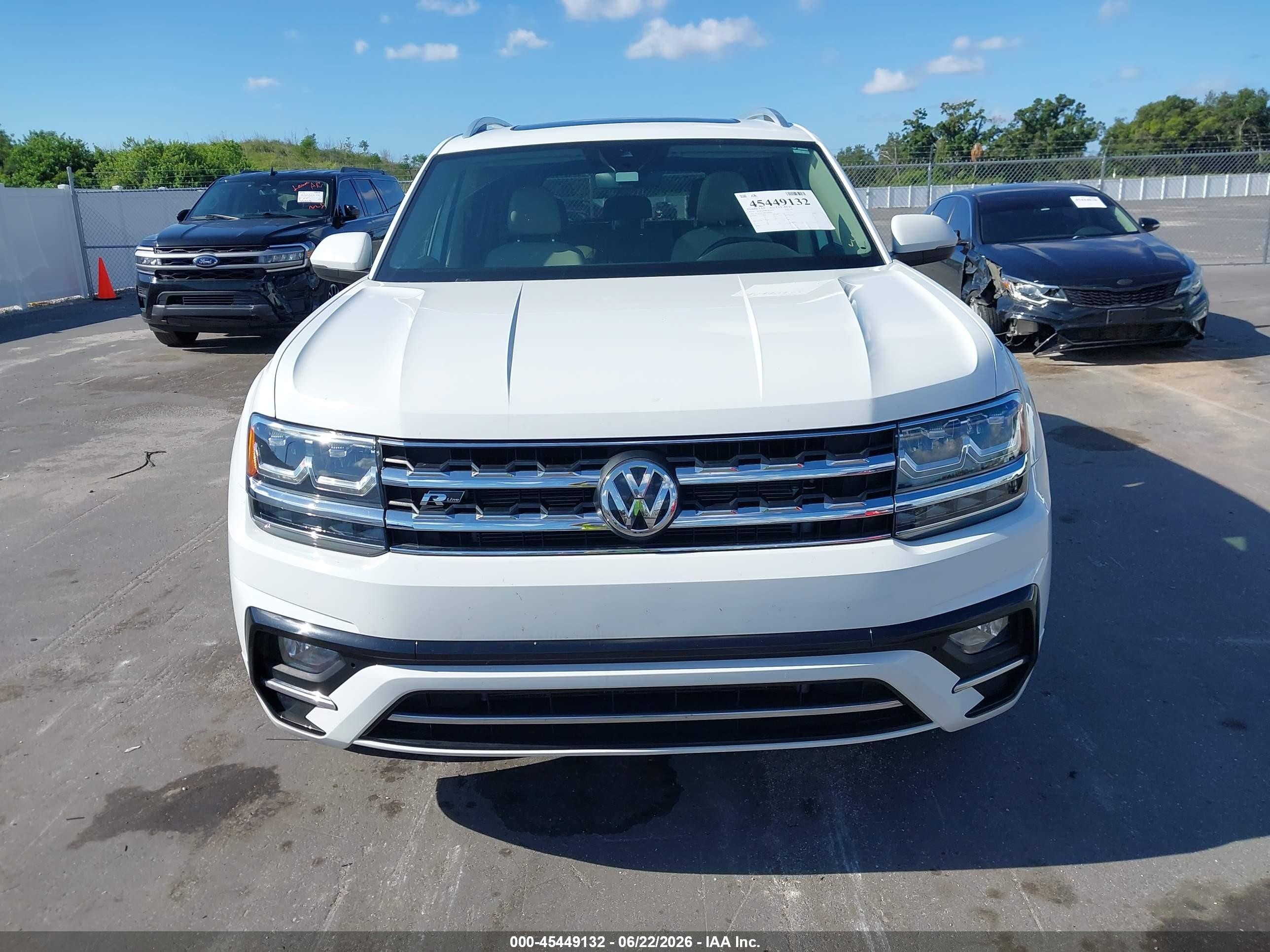 2019 Volkswagen Atlas 3.6l V6 Se W/technology R-line White vin: 1V2YR2CA0KC608366