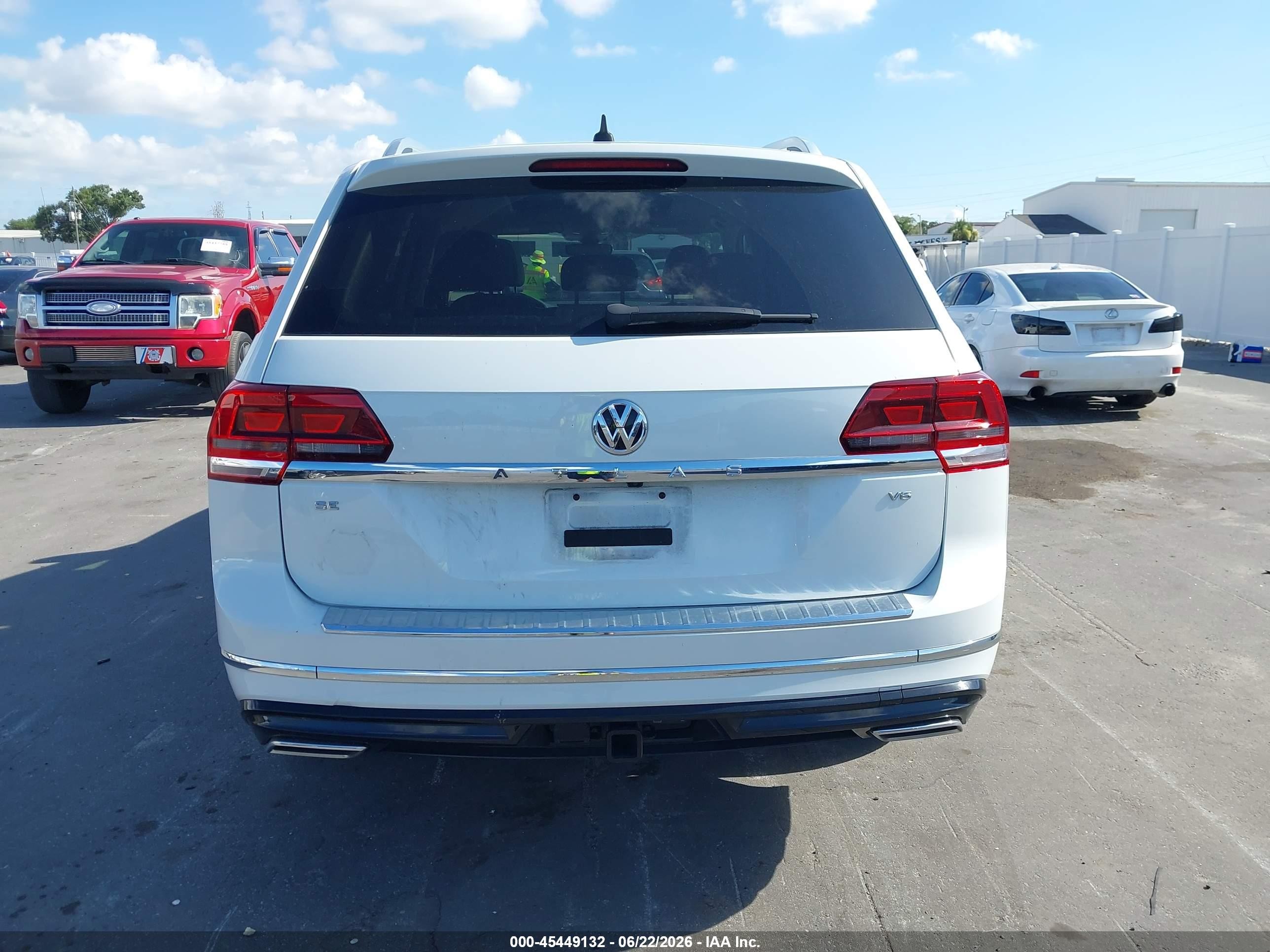 2019 Volkswagen Atlas 3.6l V6 Se W/technology R-line White vin: 1V2YR2CA0KC608366