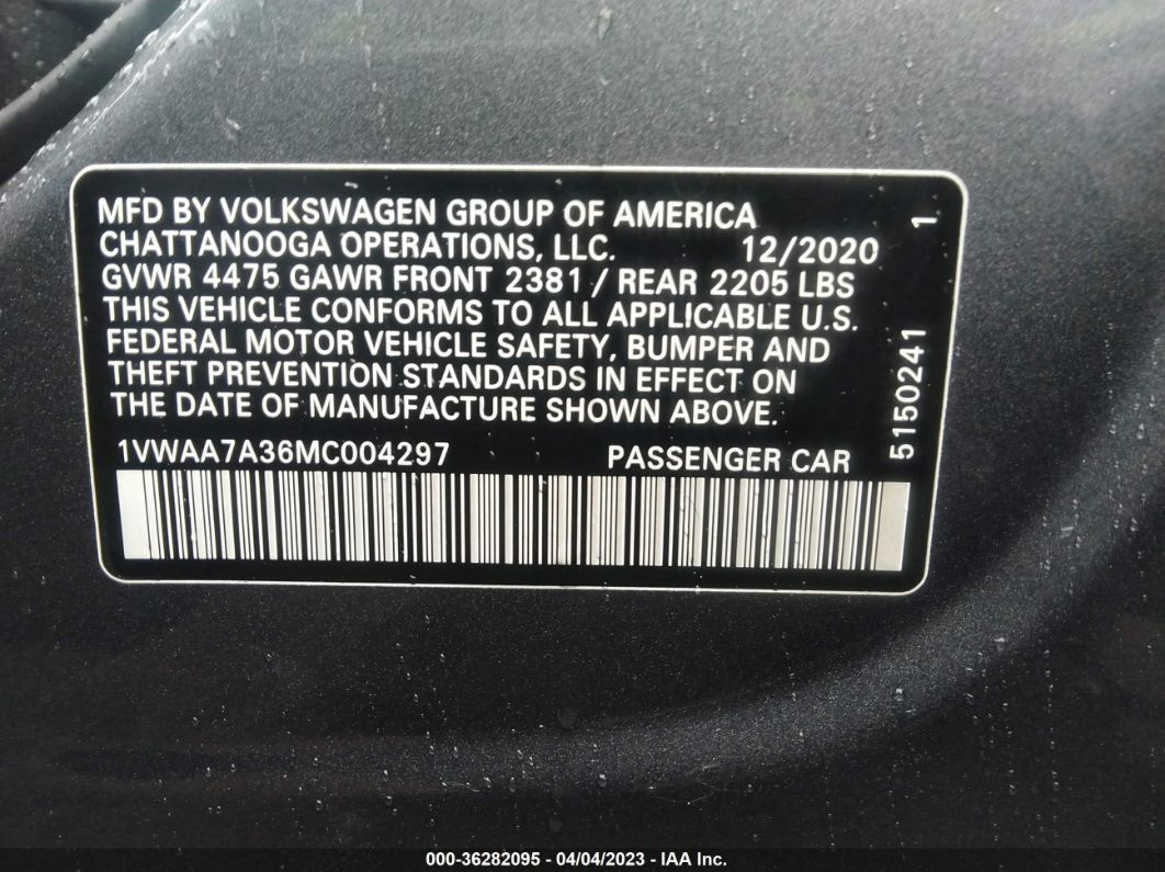 2021 Volkswagen Passat 2.0t S Серый vin: 1VWAA7A36MC004297