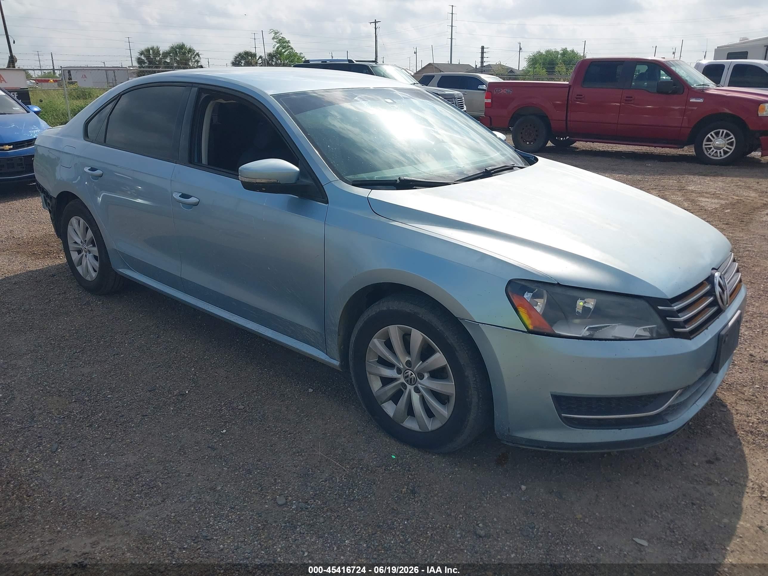 2013 Volkswagen Passat 2.5l S Teal vin: 1VWAH7A32DC017995