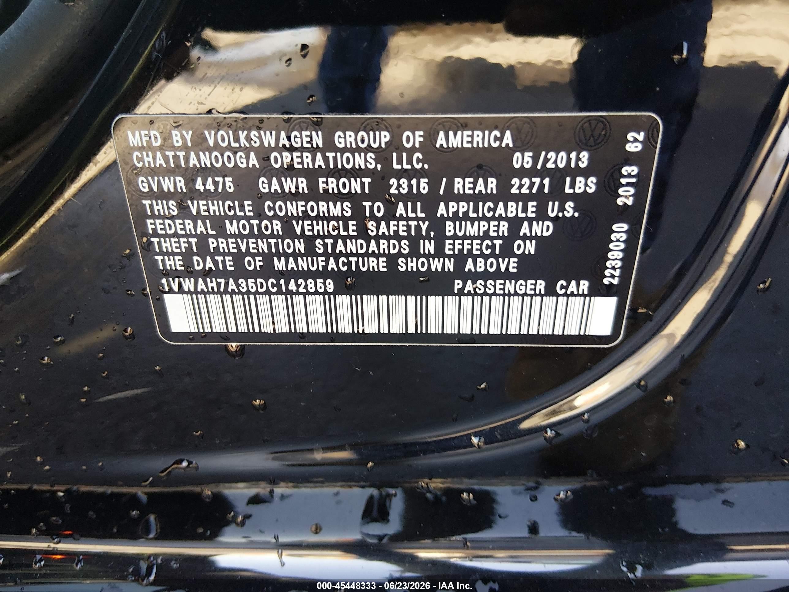 2013 Volkswagen Passat 2.5l Wolfsburg Edition Черный vin: 1VWAH7A35DC142859