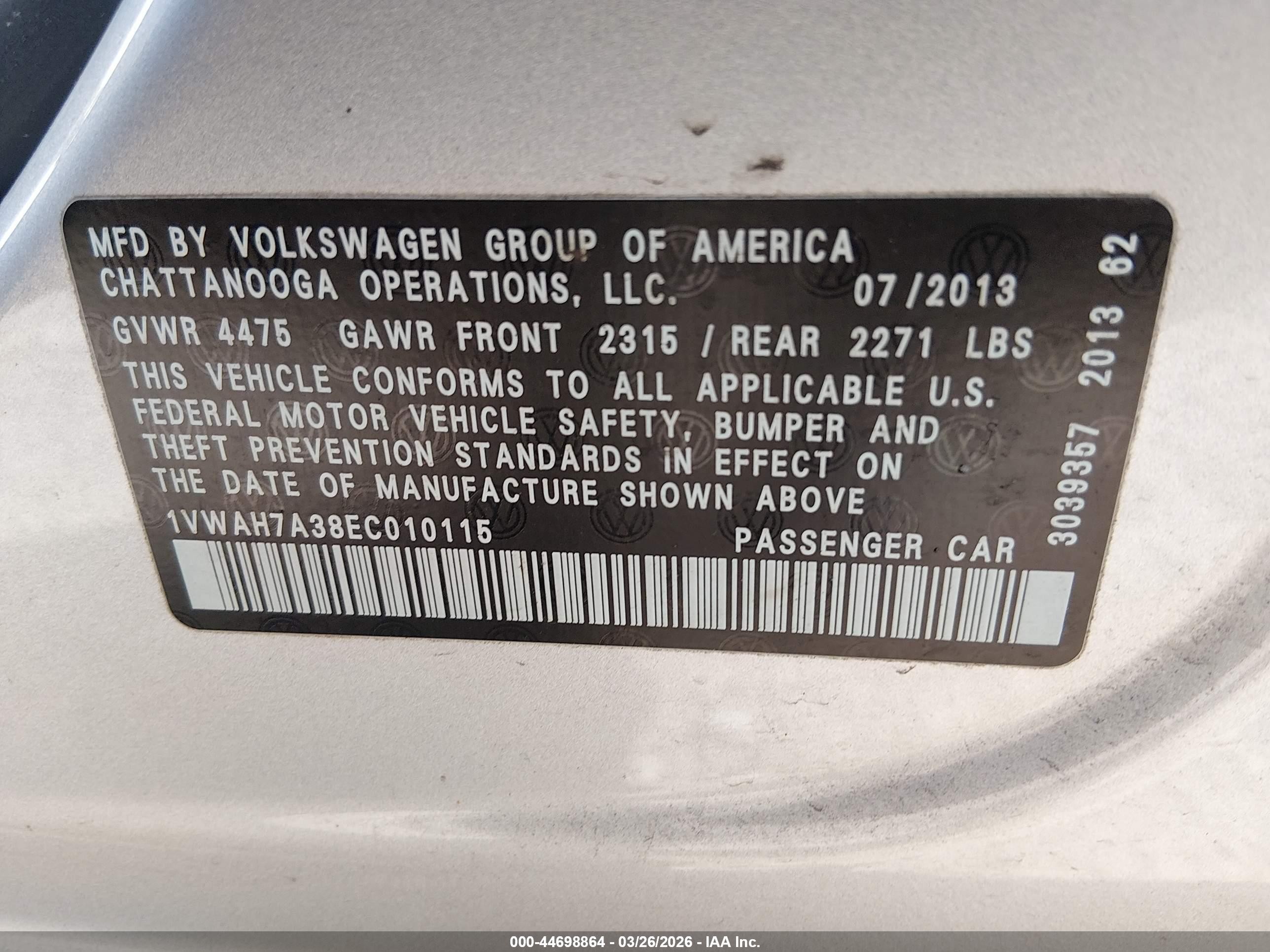 2014 Volkswagen Passat 2.5l Wolfsburg Edition Белый vin: 1VWAH7A38EC010115