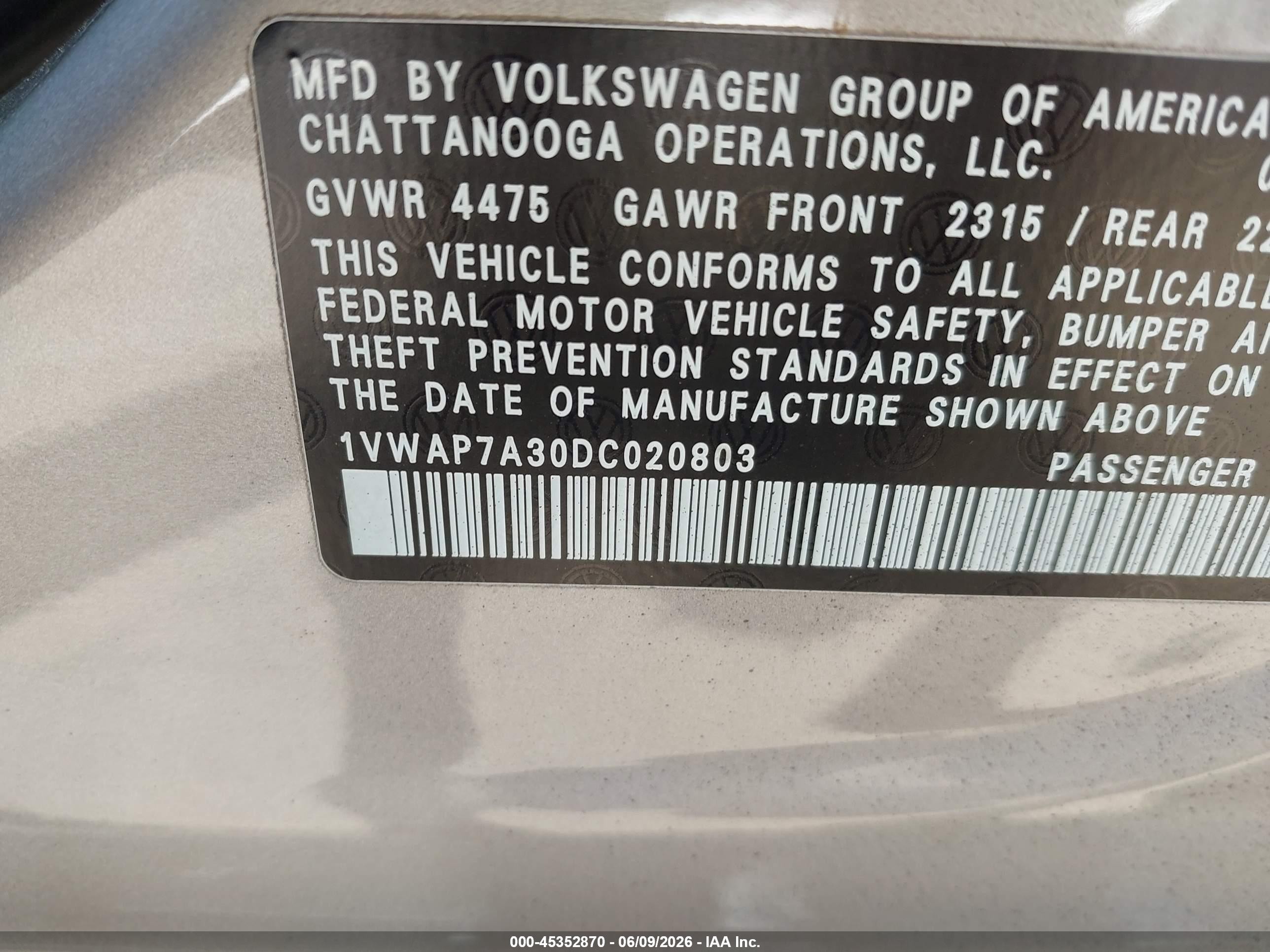 2013 Volkswagen Passat 2.5l S Silver vin: 1VWAP7A30DC020803