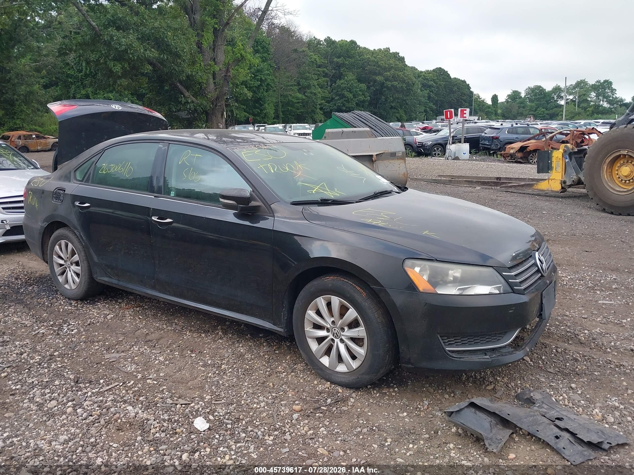 2013 Volkswagen Passat 2.5l S Black vin: 1VWAP7A31DC013908