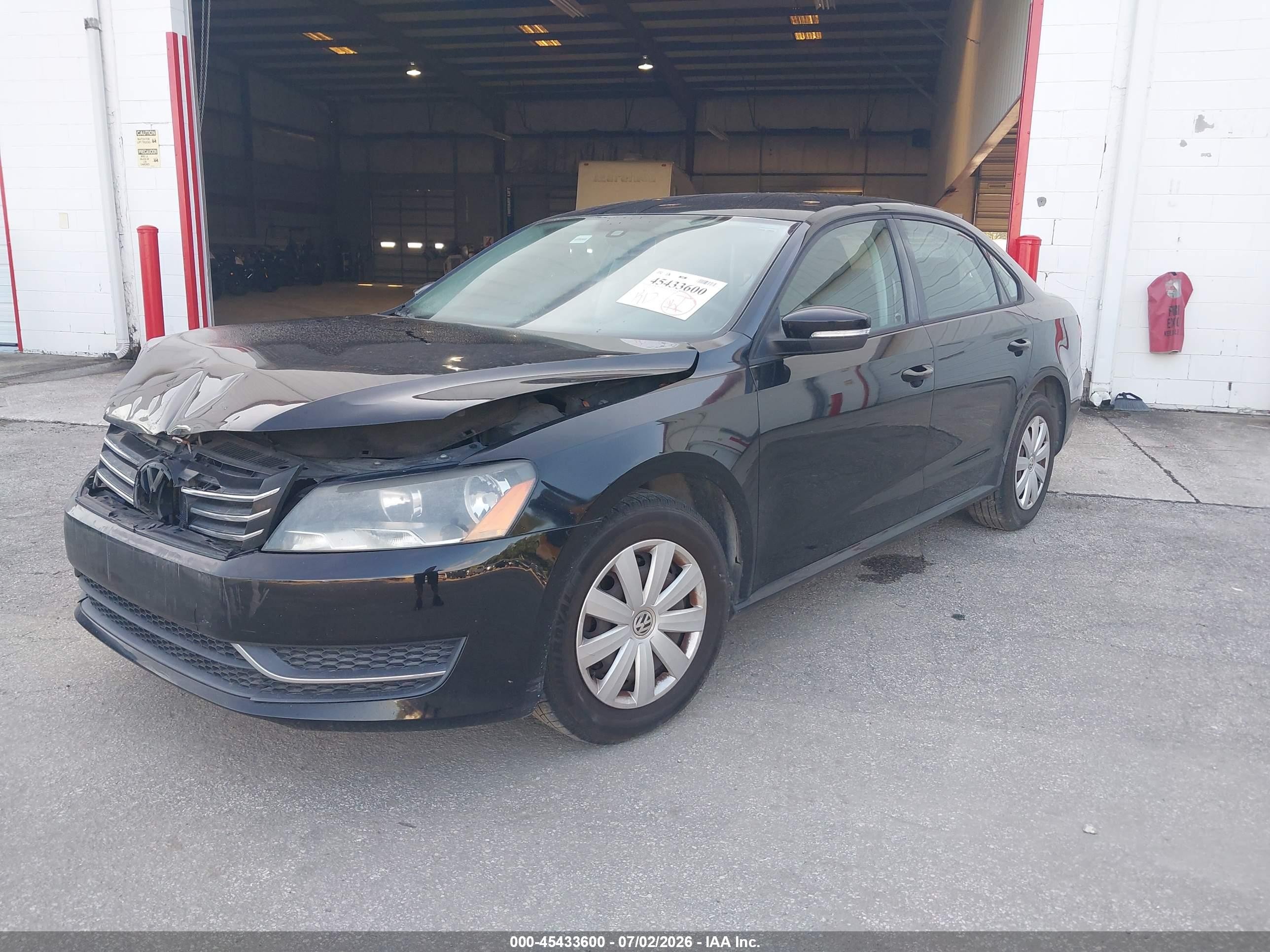2013 Volkswagen Passat 2.5l S Black vin: 1VWAP7A32DC060493