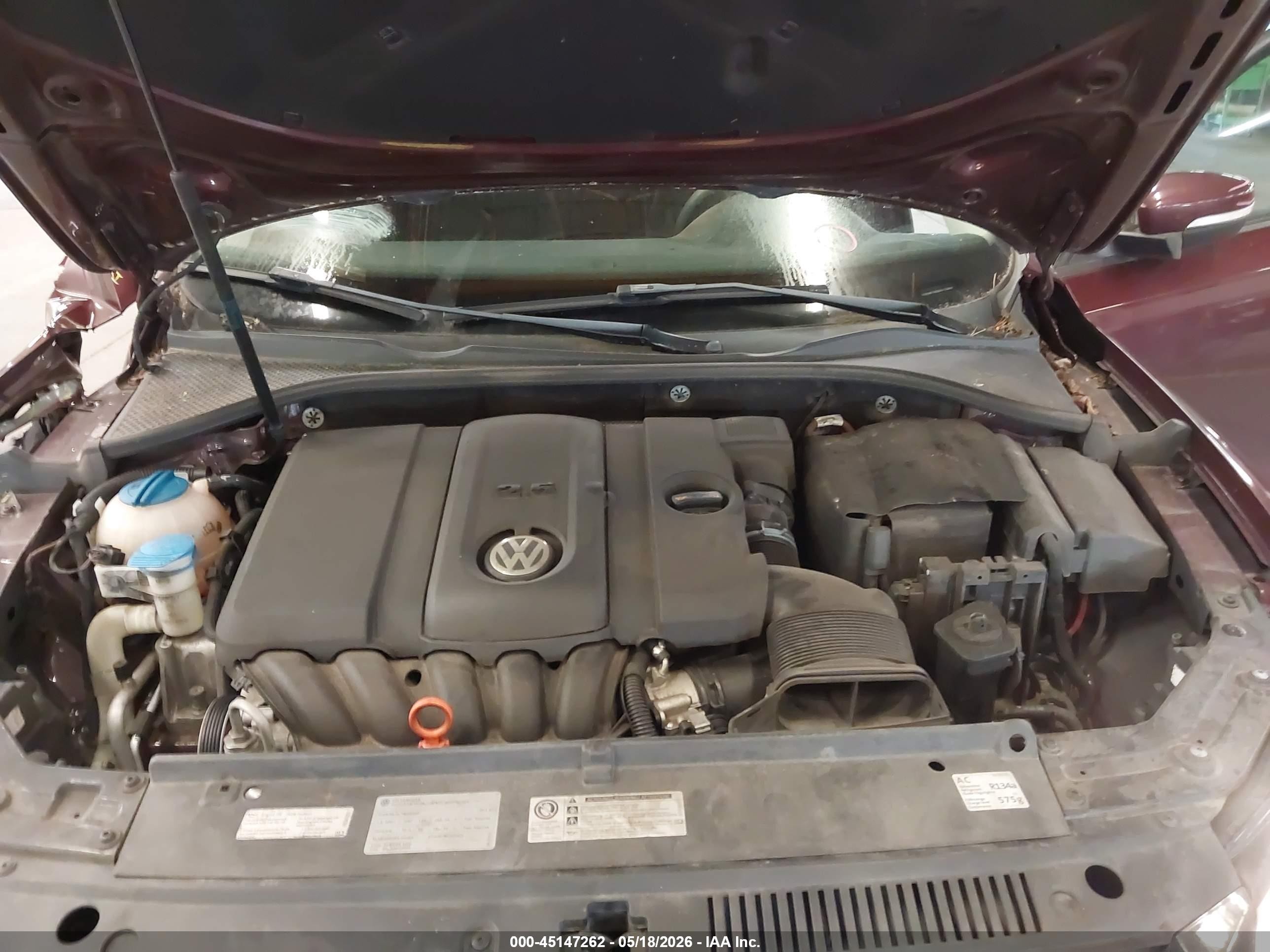 2013 Volkswagen Passat 2.5l S Burgundy vin: 1VWAP7A32DC112494