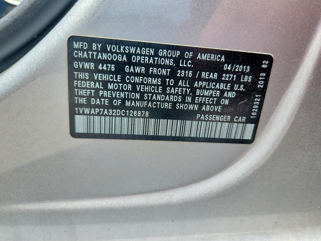 2013 Volkswagen Passat S Silver vin: 1VWAP7A32DC126878