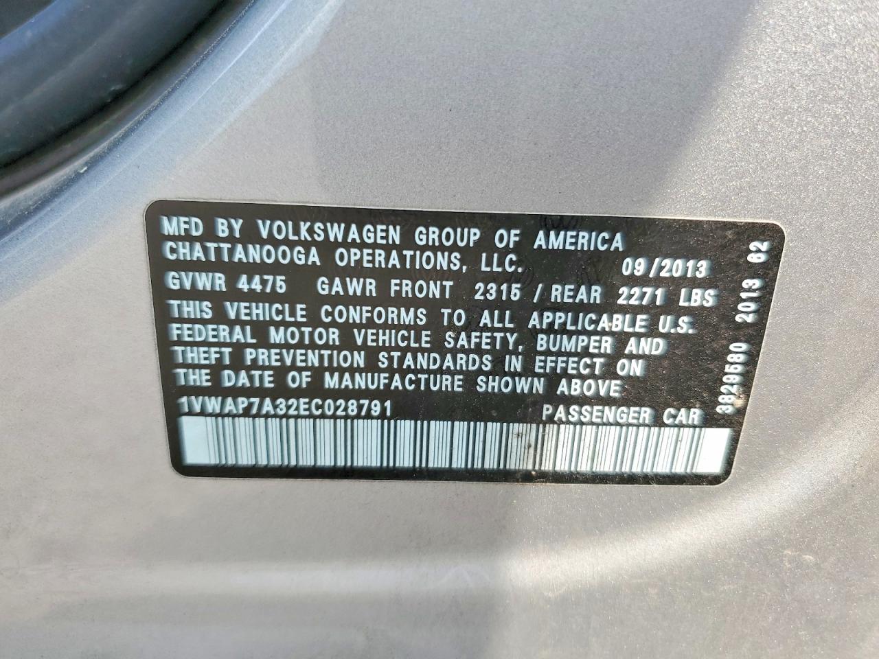 2014 Volkswagen Passat S Silver vin: 1VWAP7A32EC028791