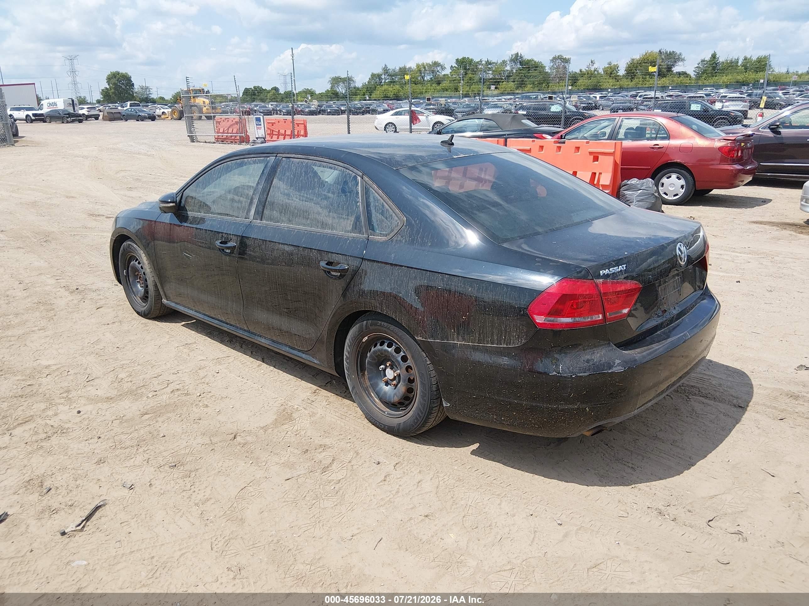 2012 Volkswagen Passat 2.5l S Black vin: 1VWAP7A33CC042227