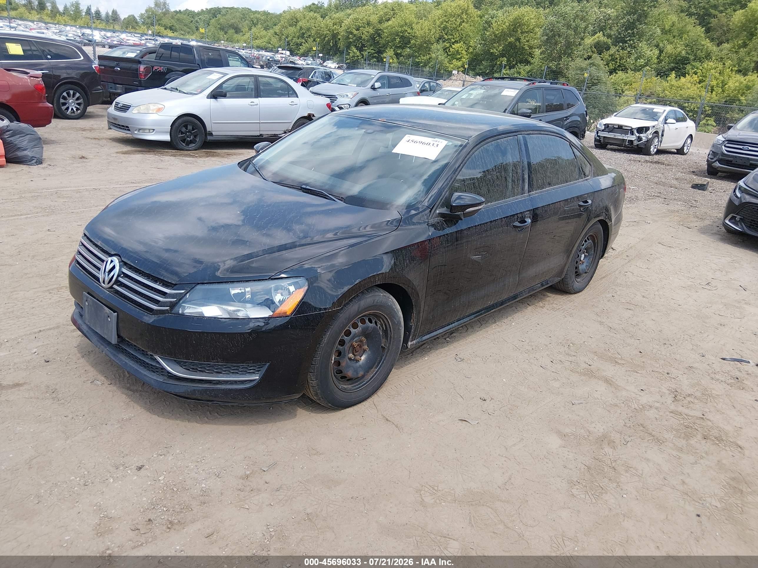 2012 Volkswagen Passat 2.5l S Black vin: 1VWAP7A33CC042227