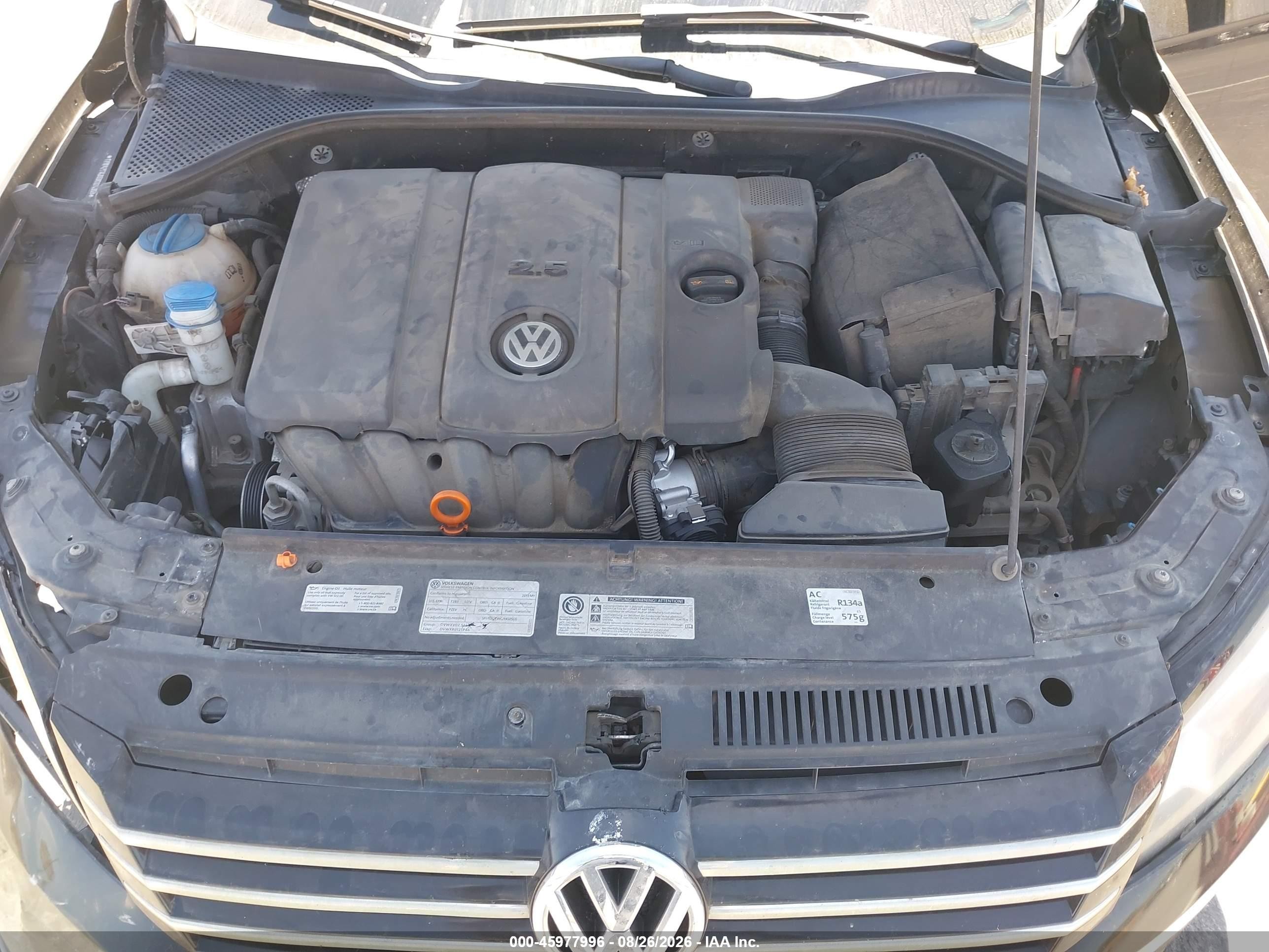 2013 Volkswagen Passat 2.5l S Черный vin: 1VWAP7A33DC024358