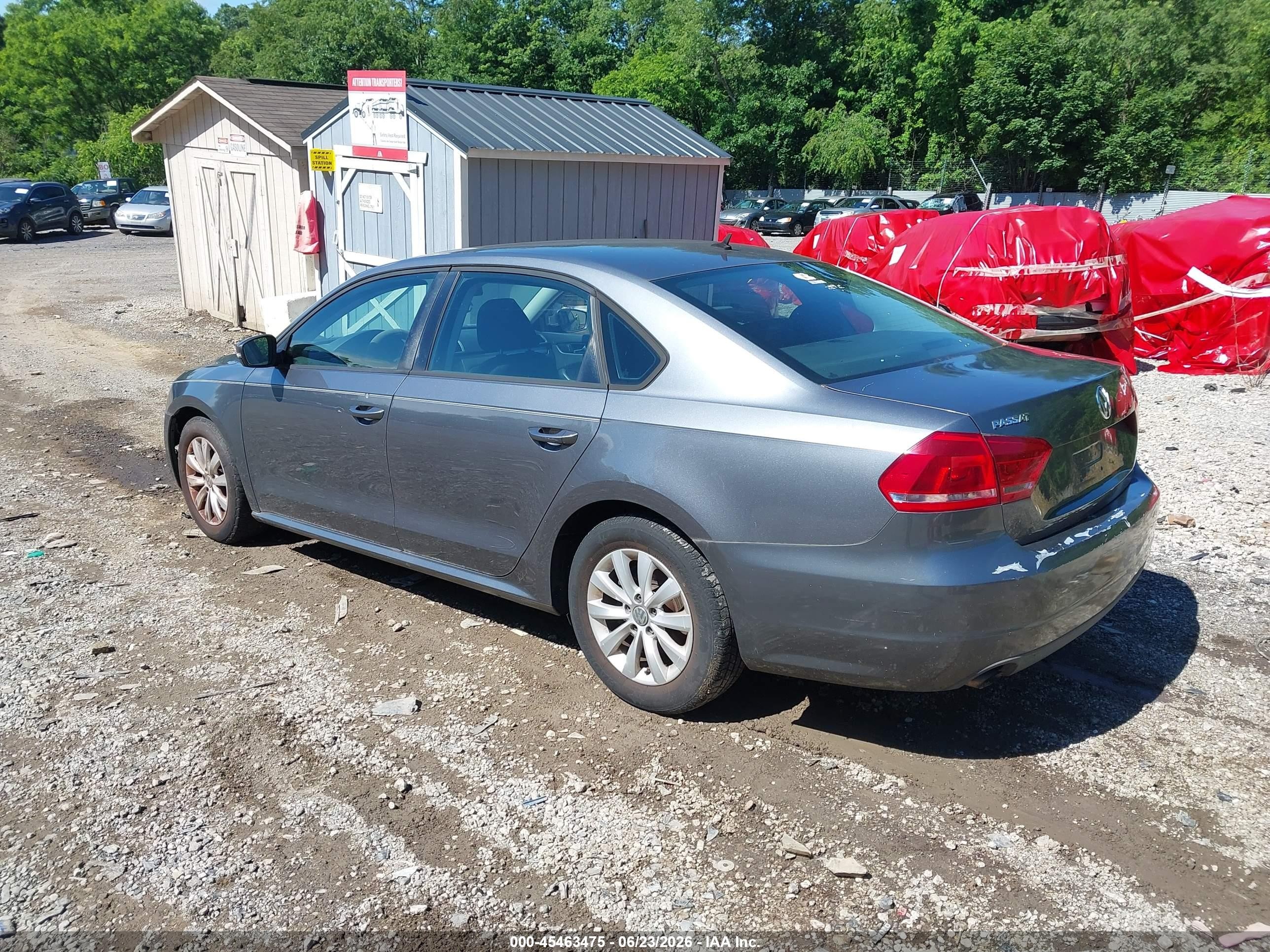 2013 Volkswagen Passat 2.5l S Gray vin: 1VWAP7A33DC098458