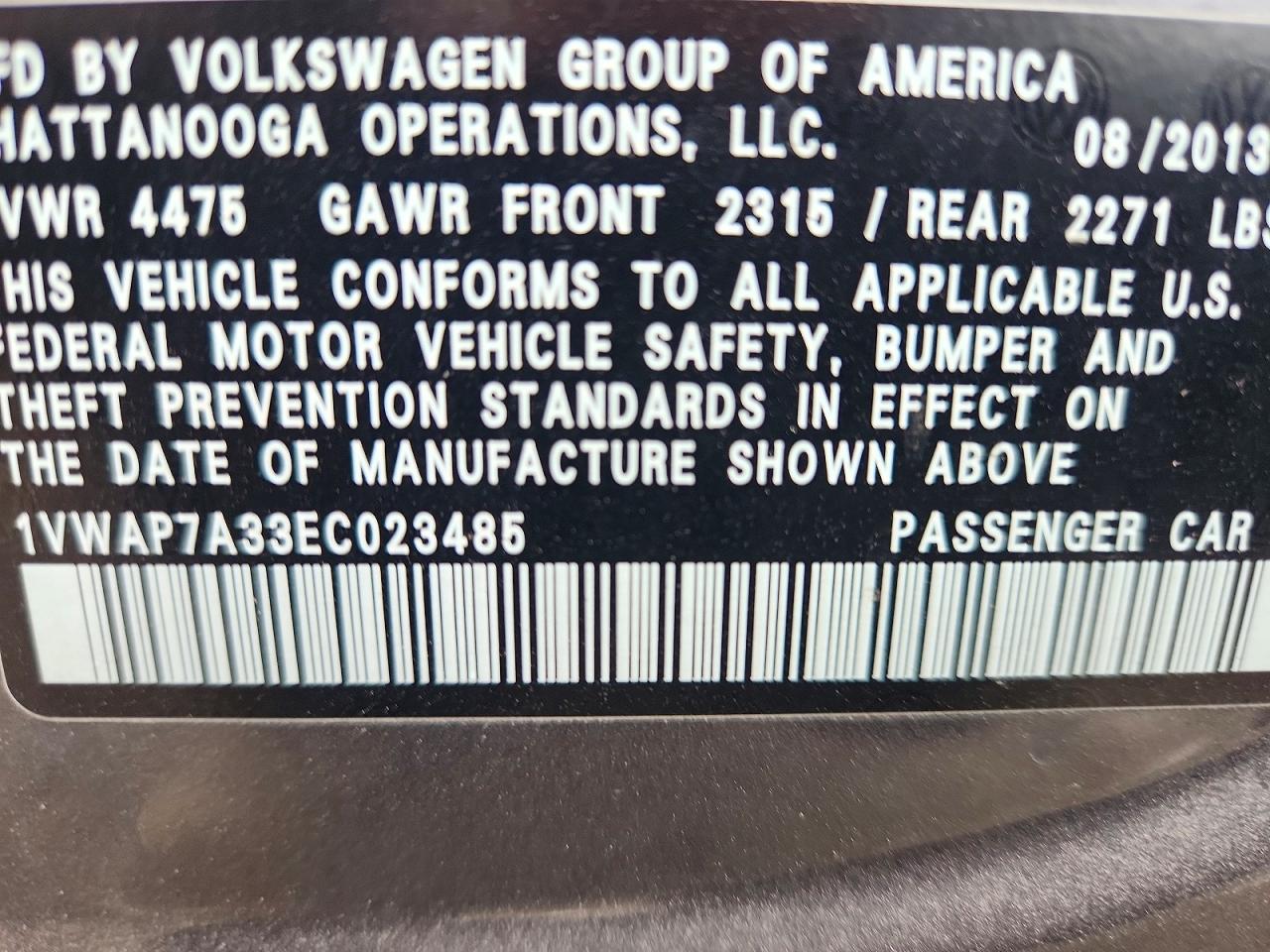 2014 Volkswagen Passat S Gray vin: 1VWAP7A33EC023485